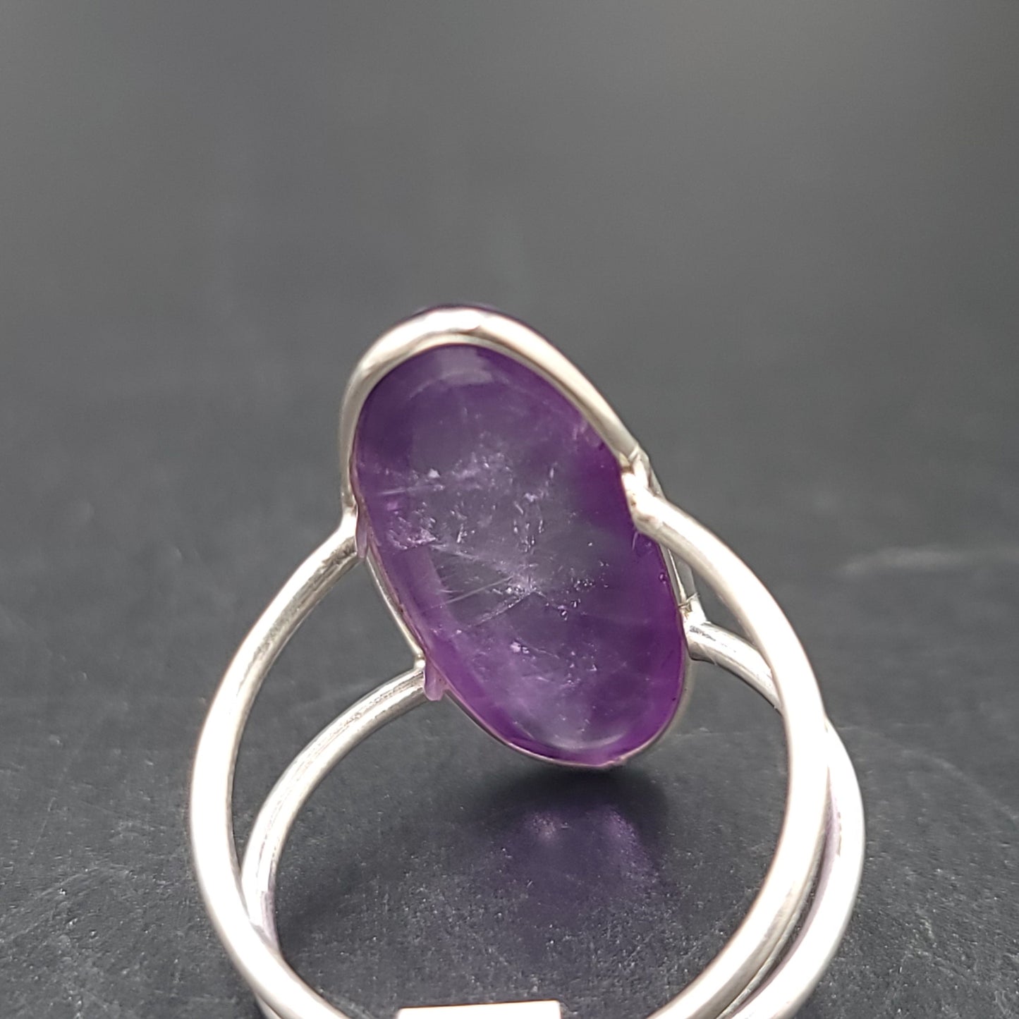 Amethyst Ring Sterling Silver Band Oval