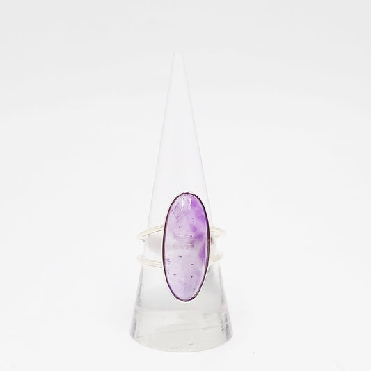 Amethyst Ring Sterling Silver Band Oval Size 9