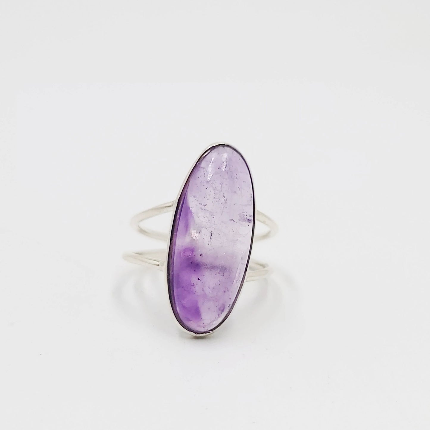Amethyst Ring Sterling Silver Band Oval Size 9