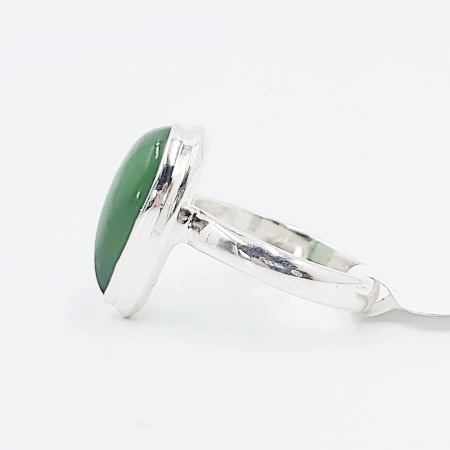 Nephrite Jade Ring Sterling Silver Band Tear Drop - Elevated Metaphysical