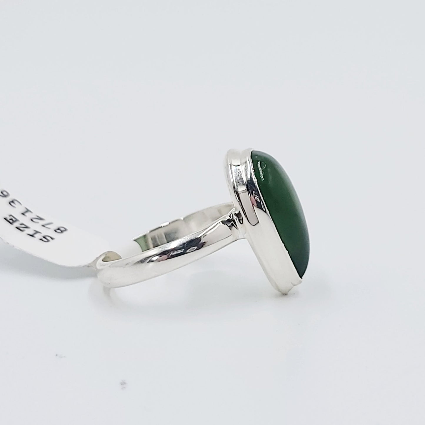 Nephrite Jade Ring Sterling Silver Band Tear Drop - Elevated Metaphysical