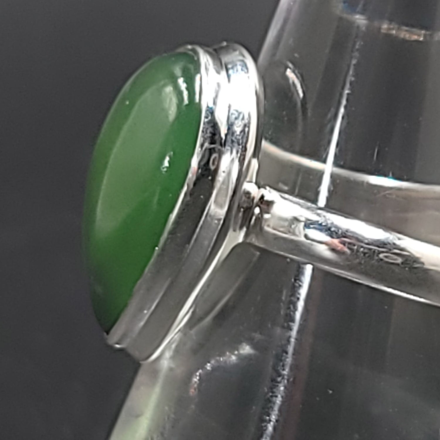 Nephrite Jade Ring Sterling Silver Band Tear Drop - Elevated Metaphysical
