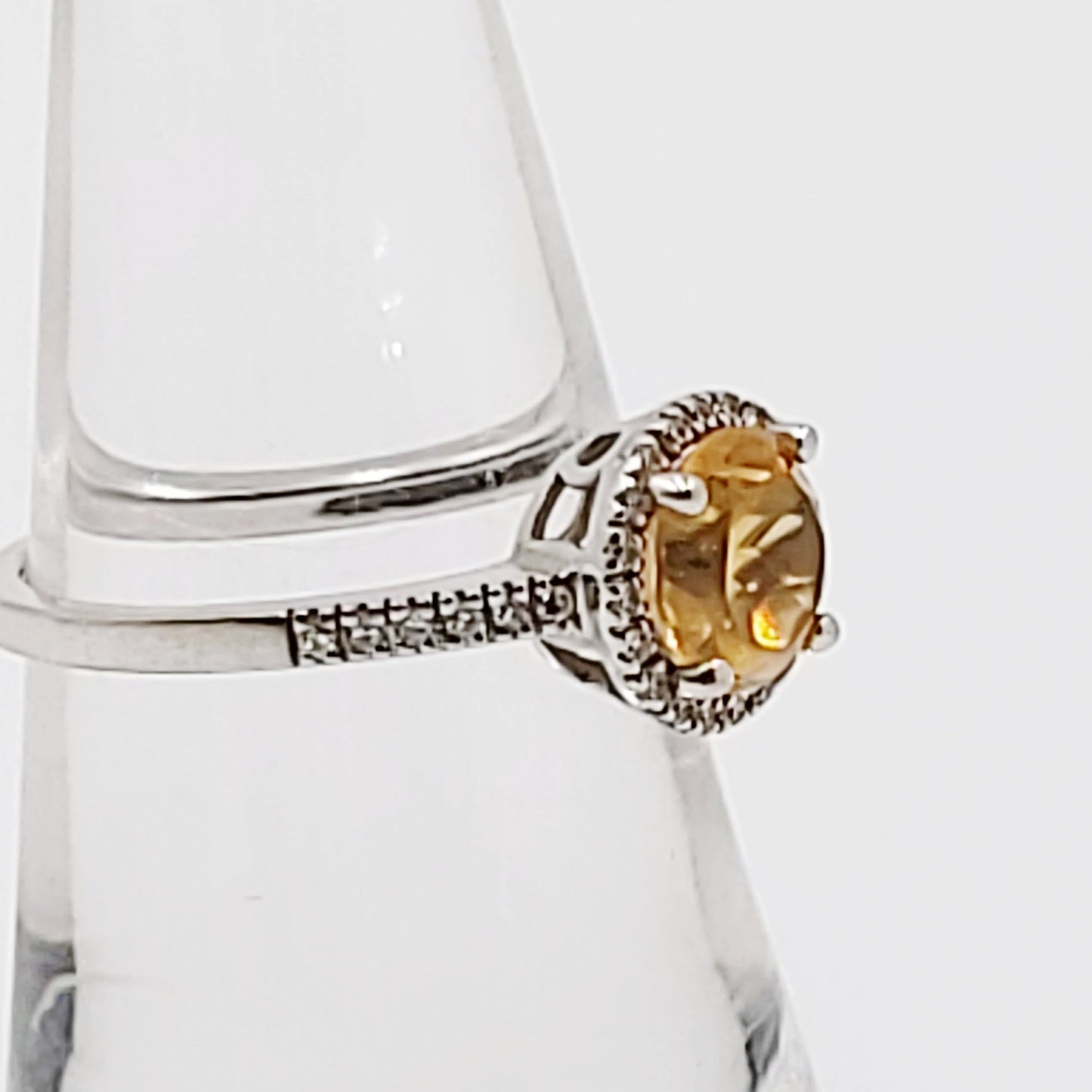 Citrine & Diamond Ring 14kt White Gold 1.25ct Citrine - Elevated Metaphysical
