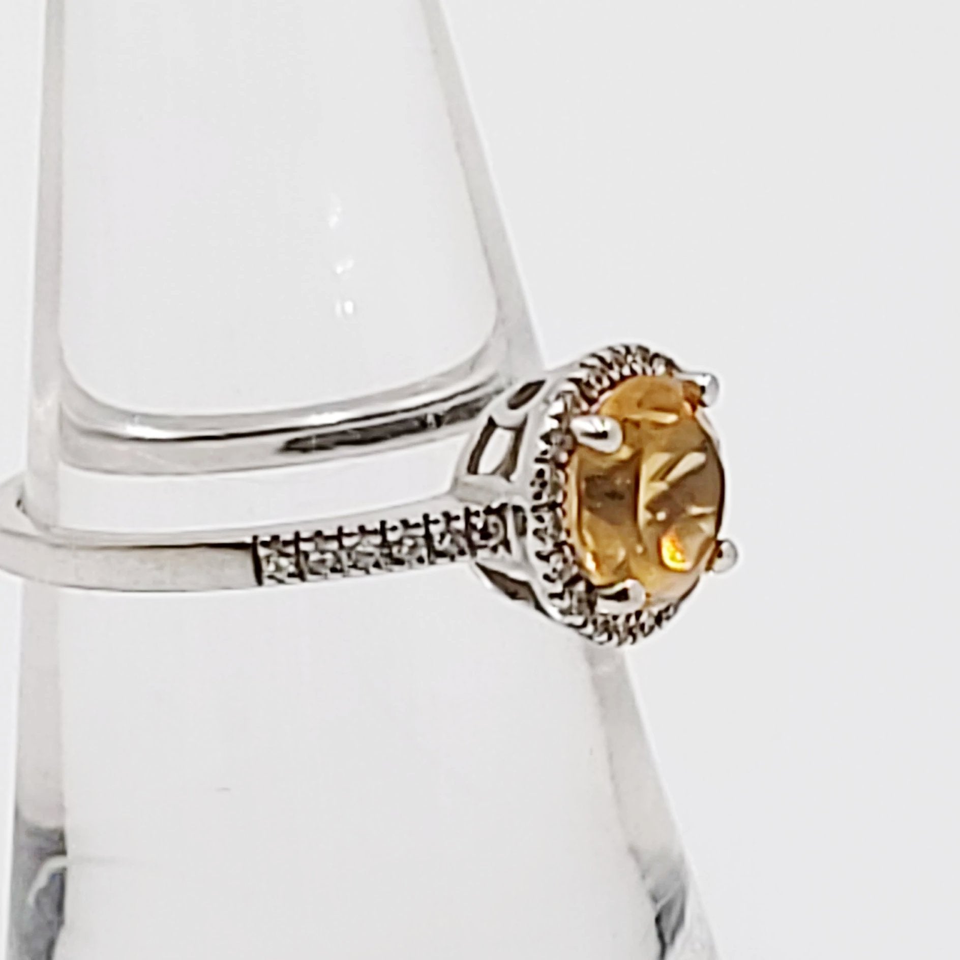 Citrine & Diamond Ring 14kt White Gold 1.25ct Citrine - Elevated Metaphysical