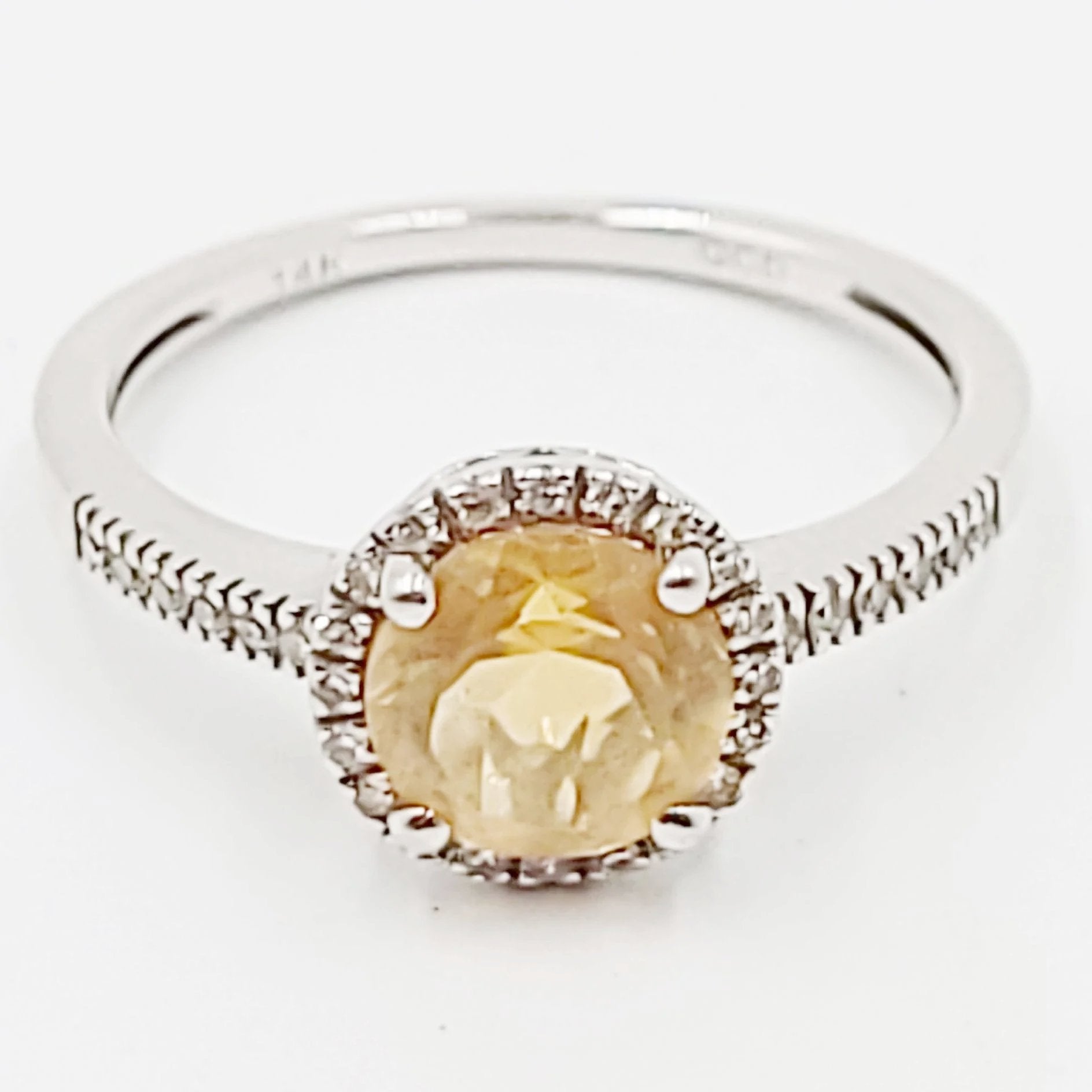 Citrine & Diamond Ring 14kt White Gold 1.25ct Citrine - Elevated Metaphysical
