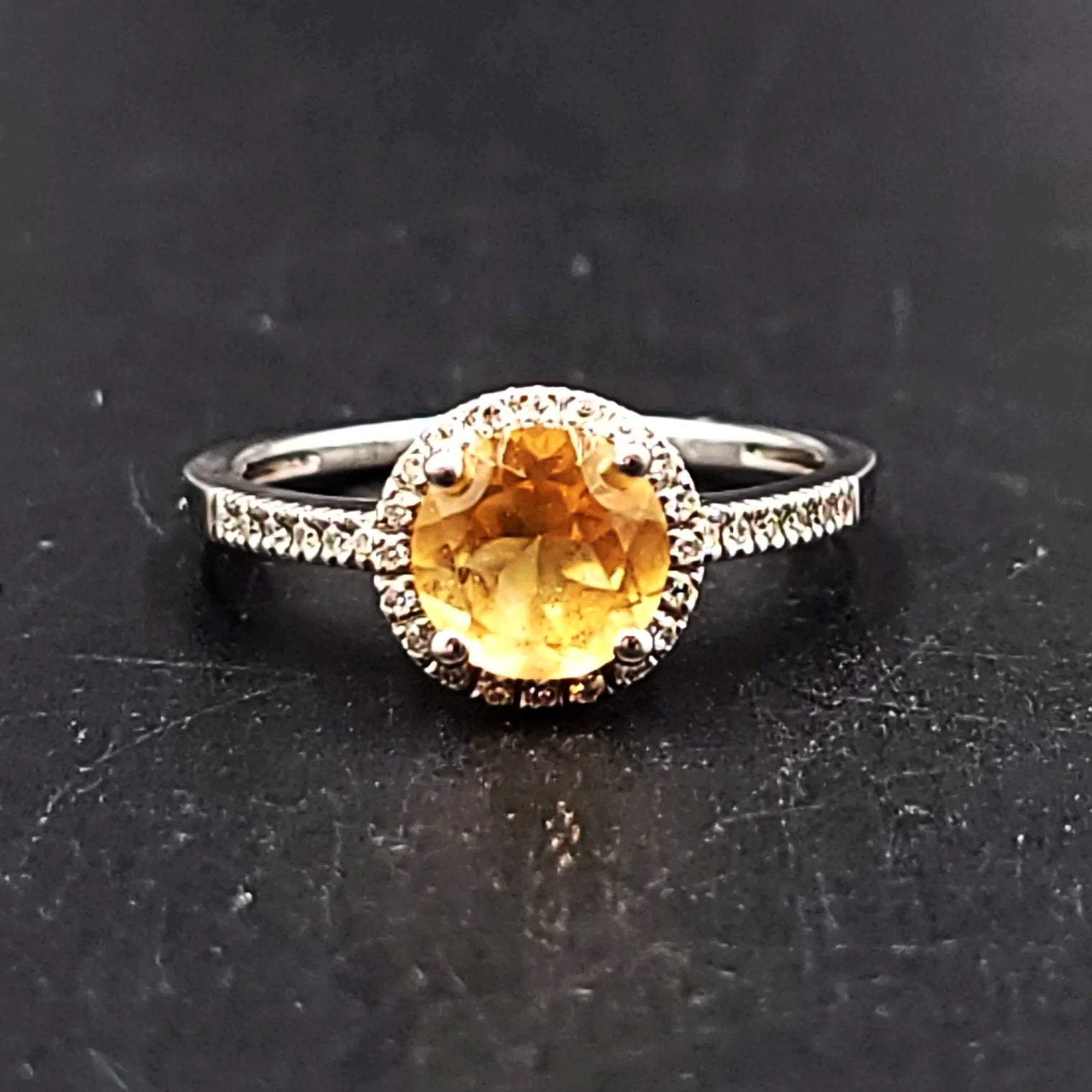 Citrine & Diamond Ring 14kt White Gold 1.25ct Citrine - Elevated Metaphysical