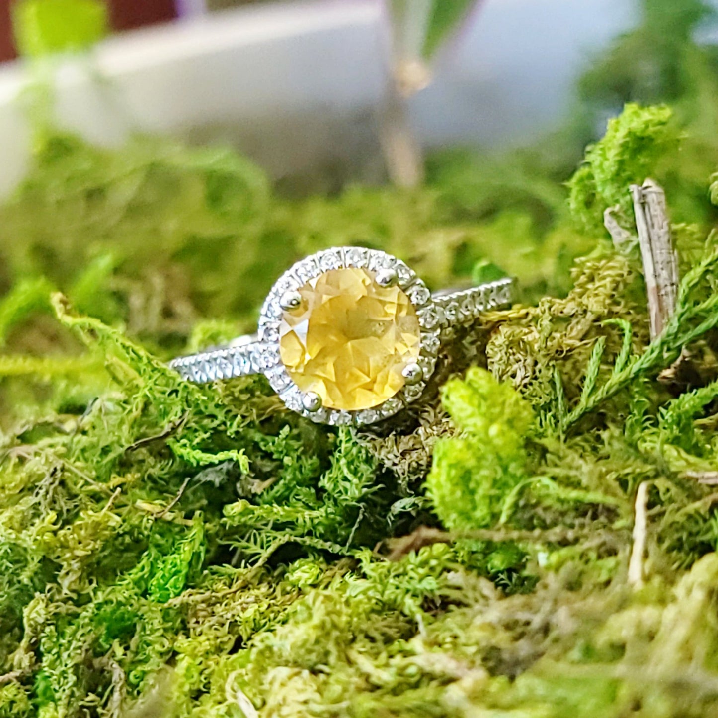 Citrine & Diamond Ring 14kt White Gold 1.25ct Citrine - Elevated Metaphysical