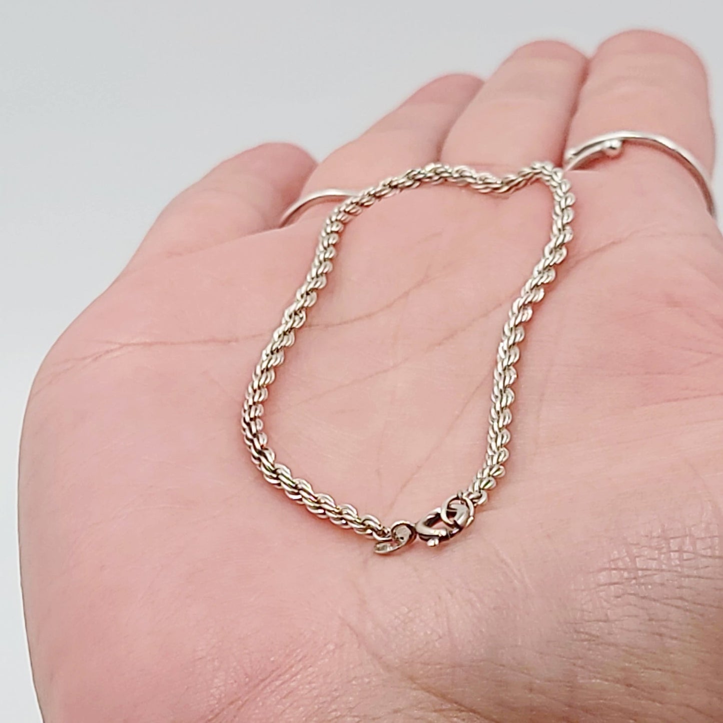 Sterling Silver Rope Bracelet 7" 3.3g 2.2mm