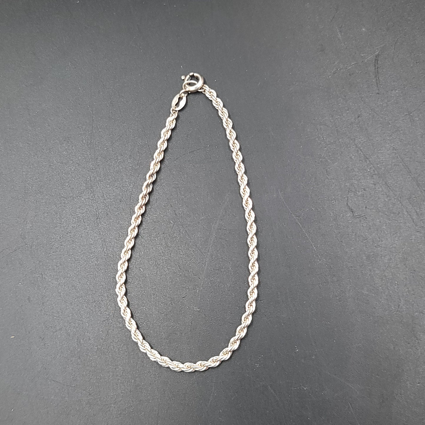 Sterling Silver Rope Bracelet 7" 3.3g 2.2mm