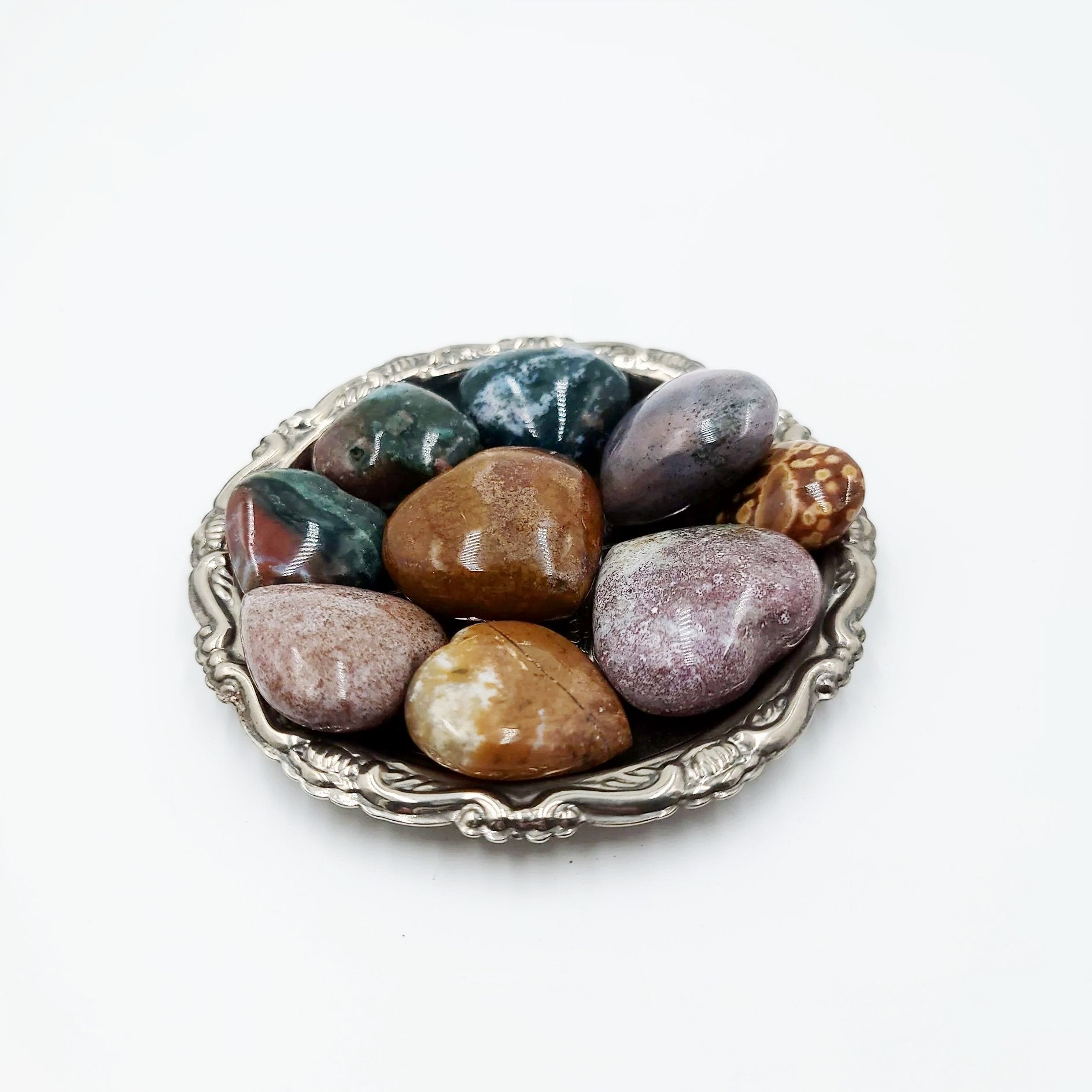 Ocean Jasper Heart Polished Stone - Elevated Metaphysical