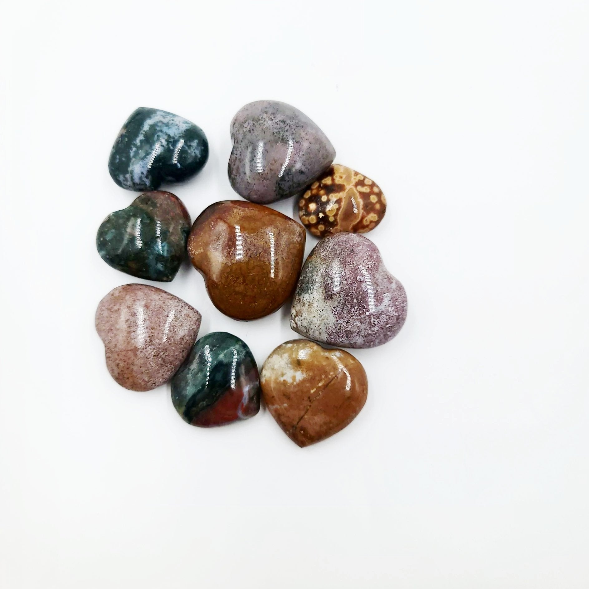 Ocean Jasper Heart Polished Stone - Elevated Metaphysical