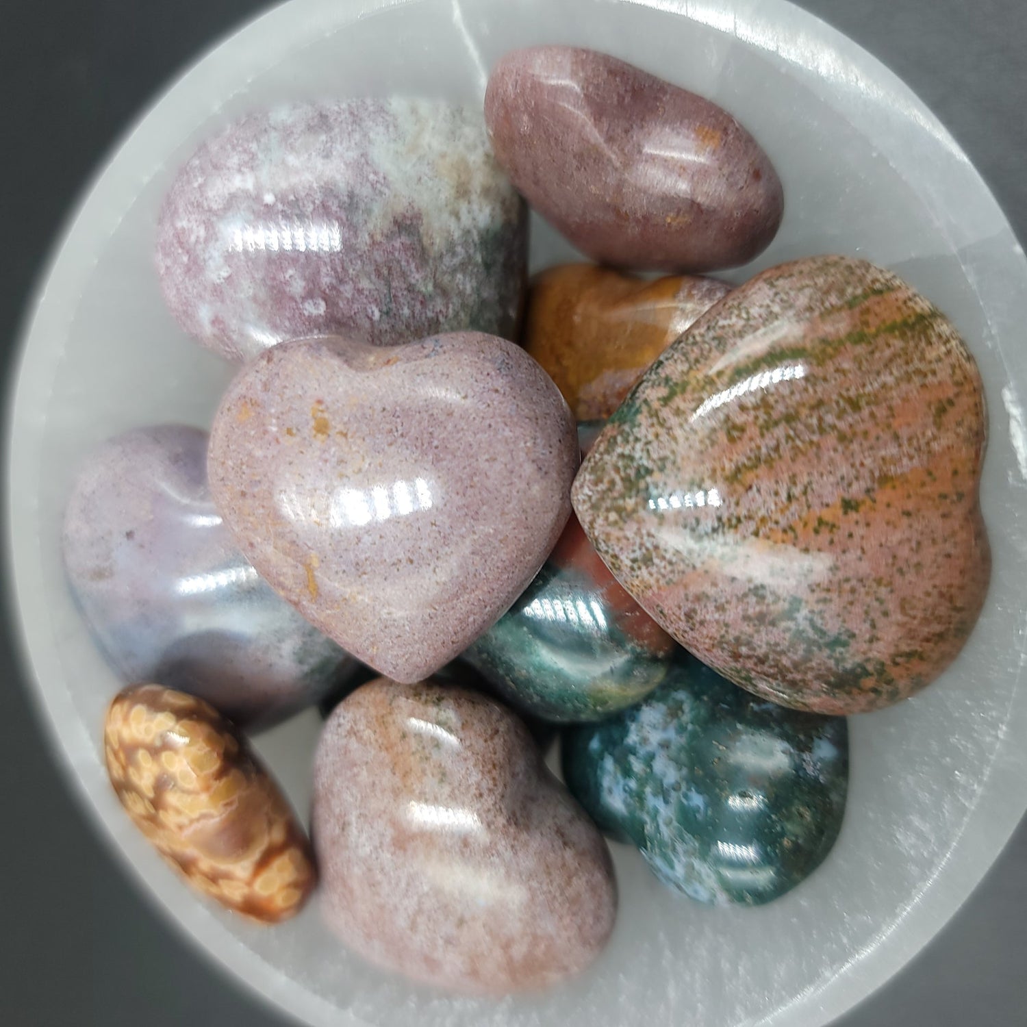 Ocean Jasper Heart Polished Stone - Elevated Metaphysical