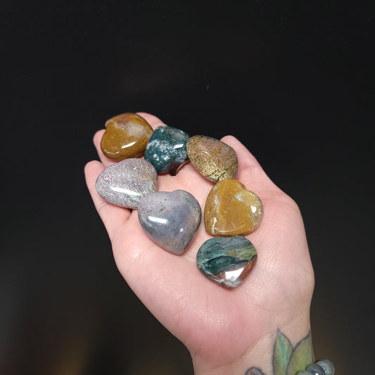 Ocean Jasper Heart Polished Stone - Elevated Metaphysical