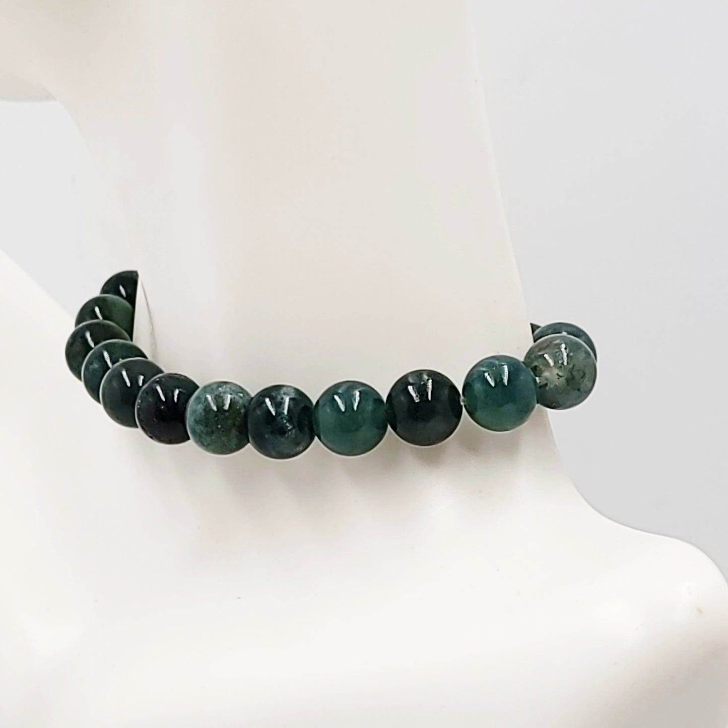 Moss Agate Bracelet 8mm Bead Bracelet