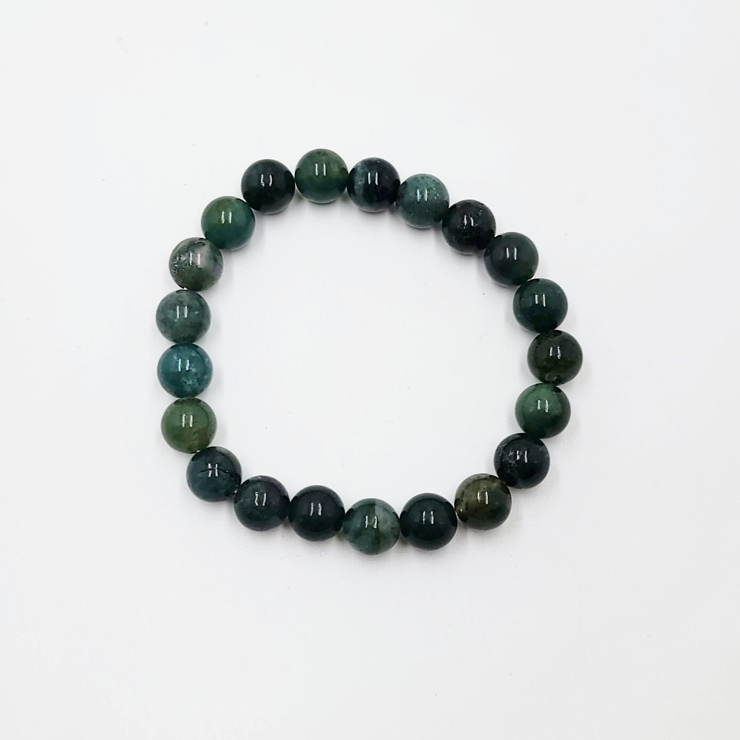 Moss Agate Bracelet 8mm Bead Bracelet