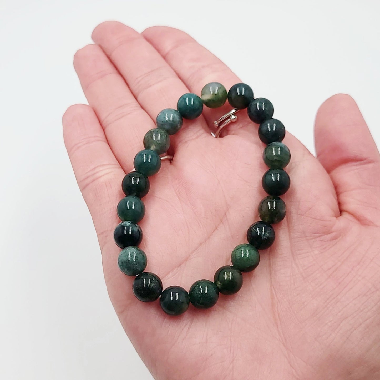 Moss Agate Bracelet 8mm Bead Bracelet