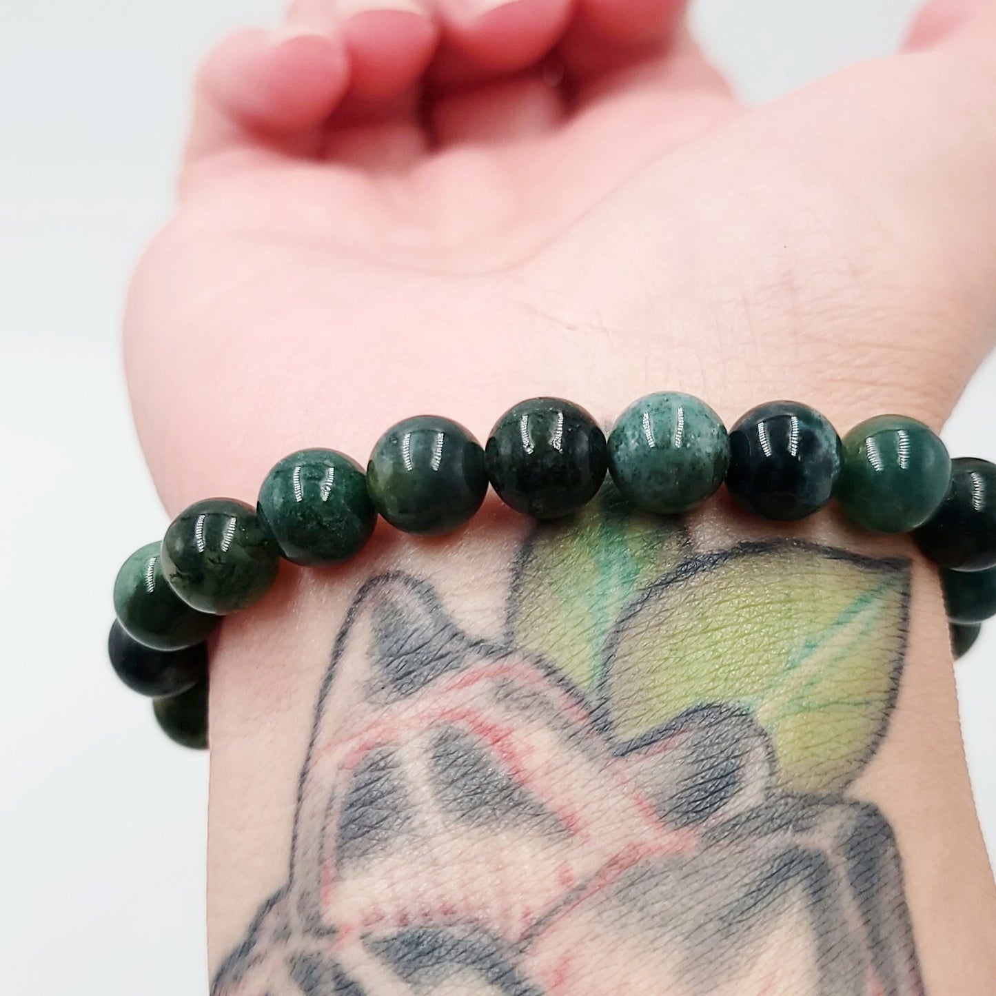 Moss Agate Bracelet 8mm Bead Bracelet