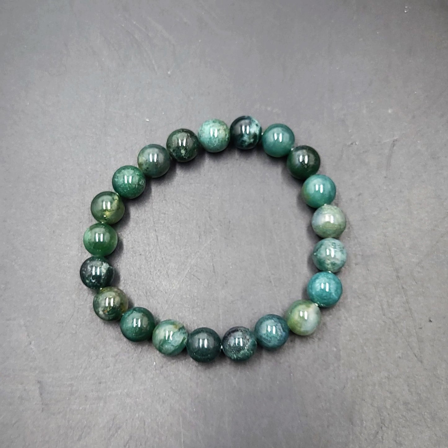 Moss Agate Bracelet 8mm Bead Bracelet