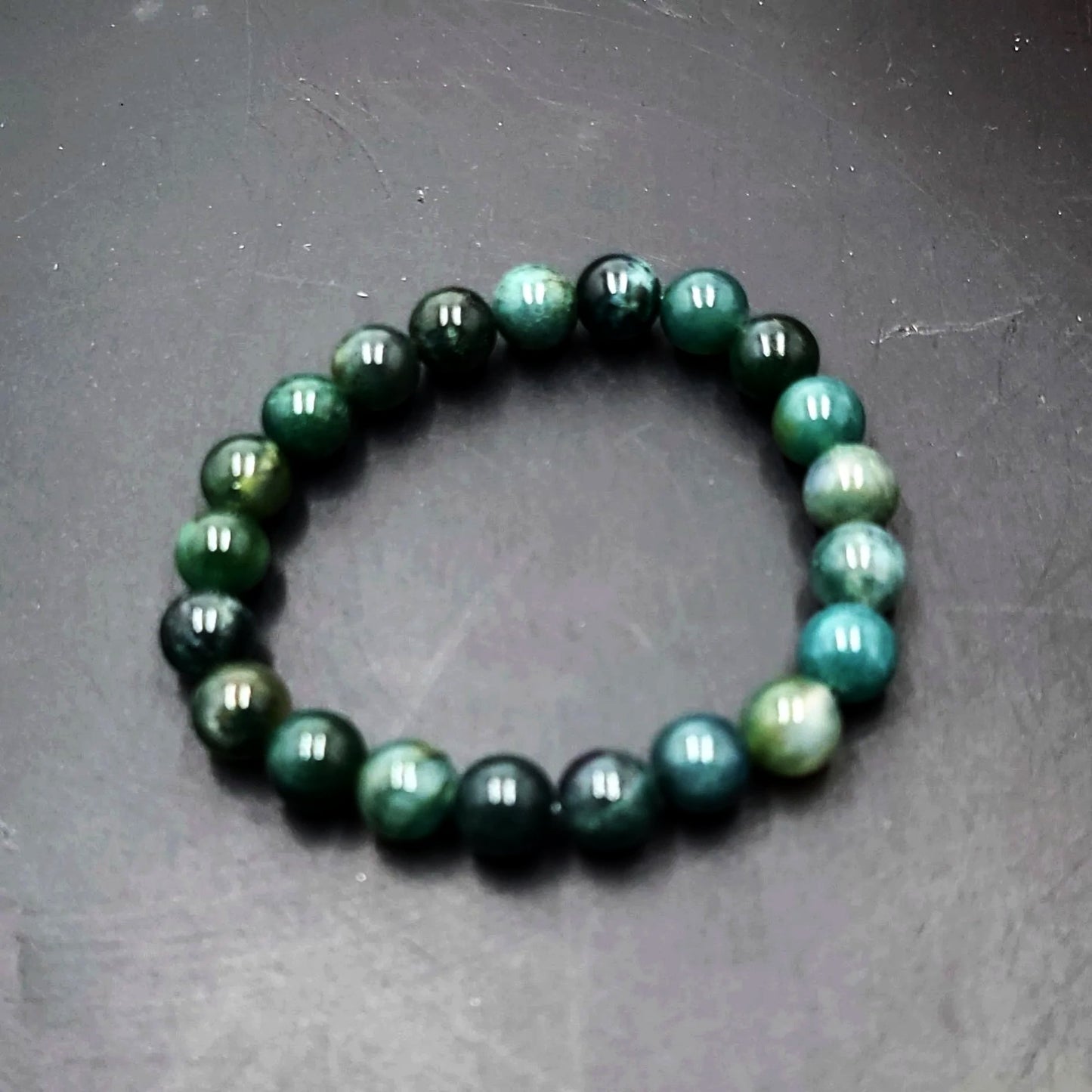 Moss Agate Bracelet 8mm Bead Bracelet