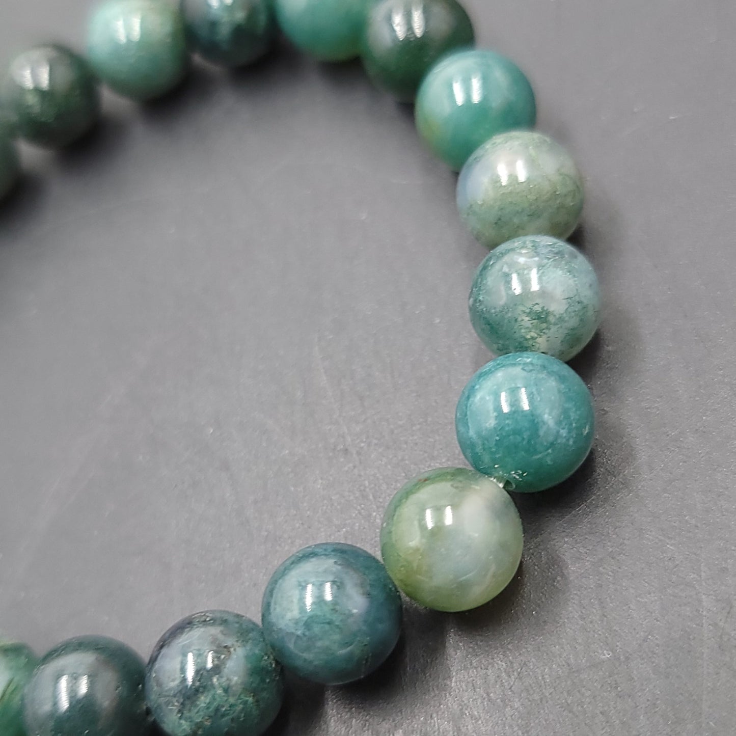 Moss Agate Bracelet 8mm Bead Bracelet