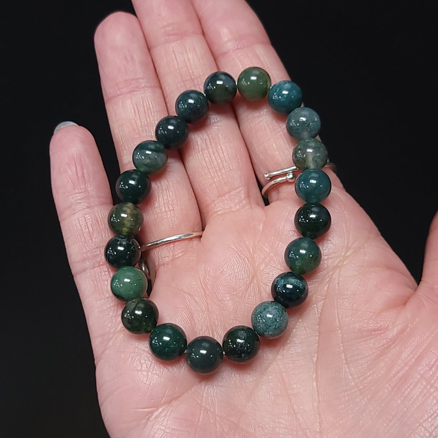 Moss Agate Bracelet 8mm Bead Bracelet