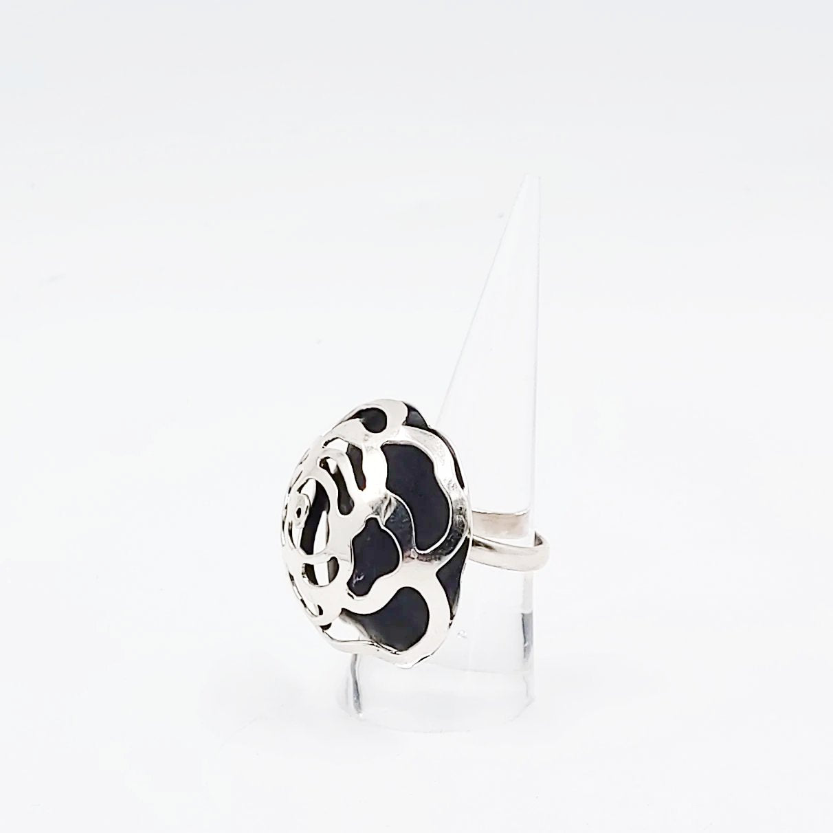 Rose Dome Ring Sterling Silver Adjustable Band - Elevated Metaphysical