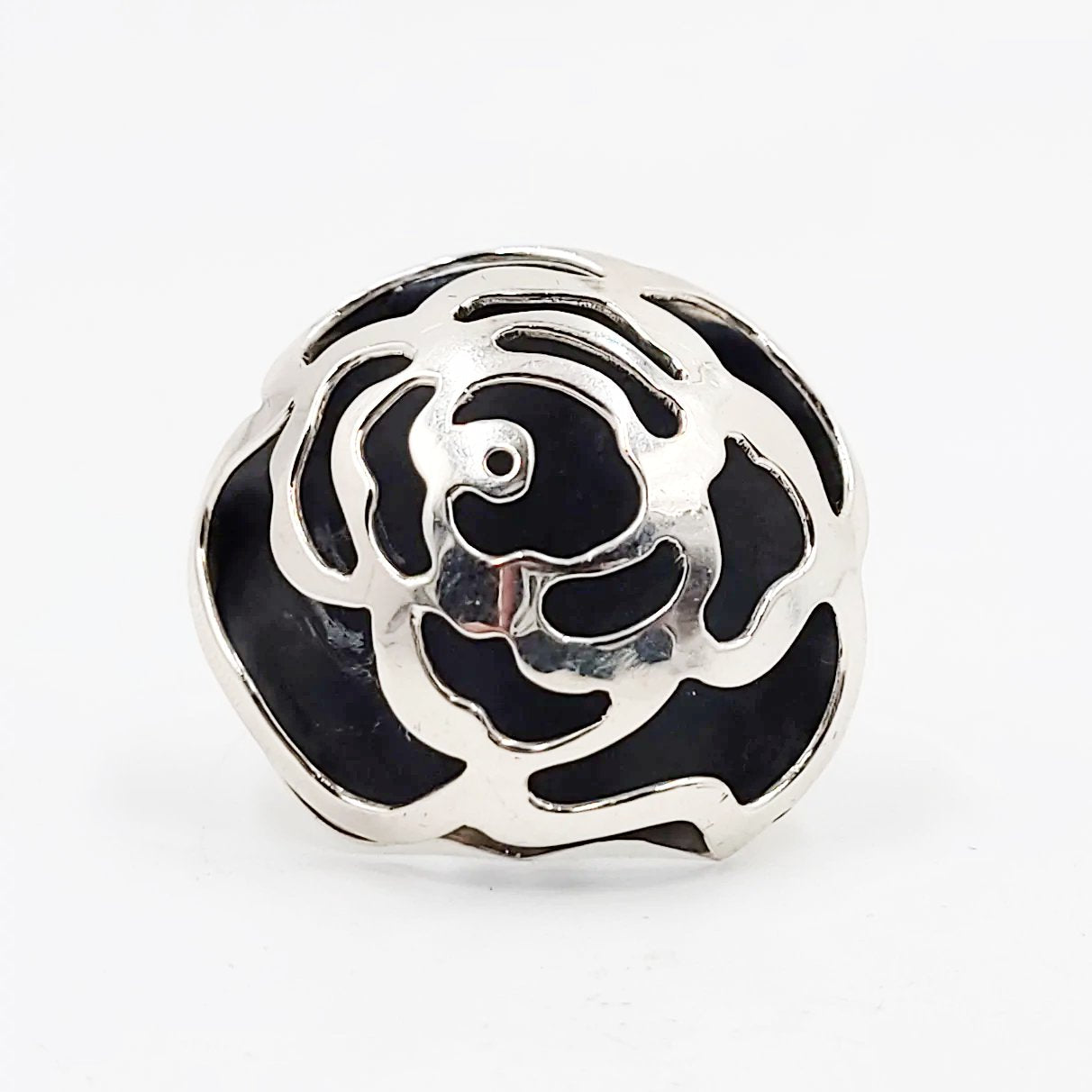 Rose Dome Ring Sterling Silver Adjustable Band - Elevated Metaphysical