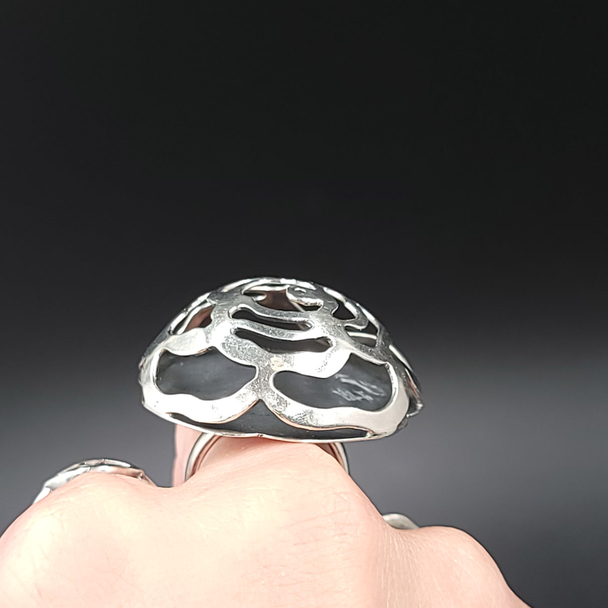 Rose Dome Ring Sterling Silver Adjustable Band - Elevated Metaphysical