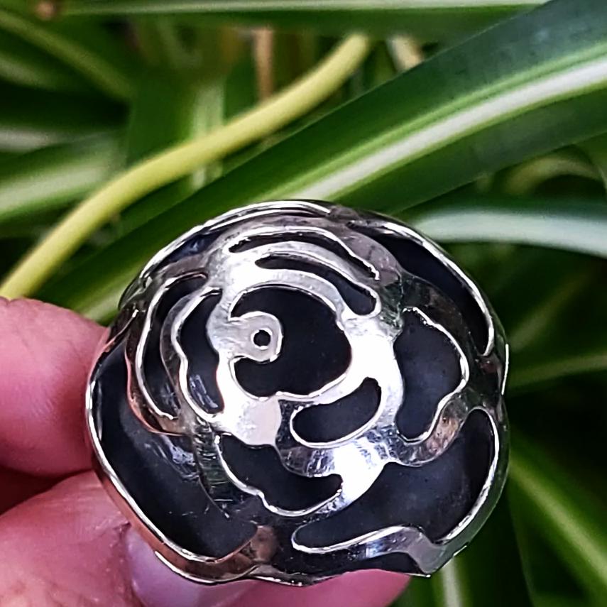 Rose Dome Ring Sterling Silver Adjustable Band - Elevated Metaphysical