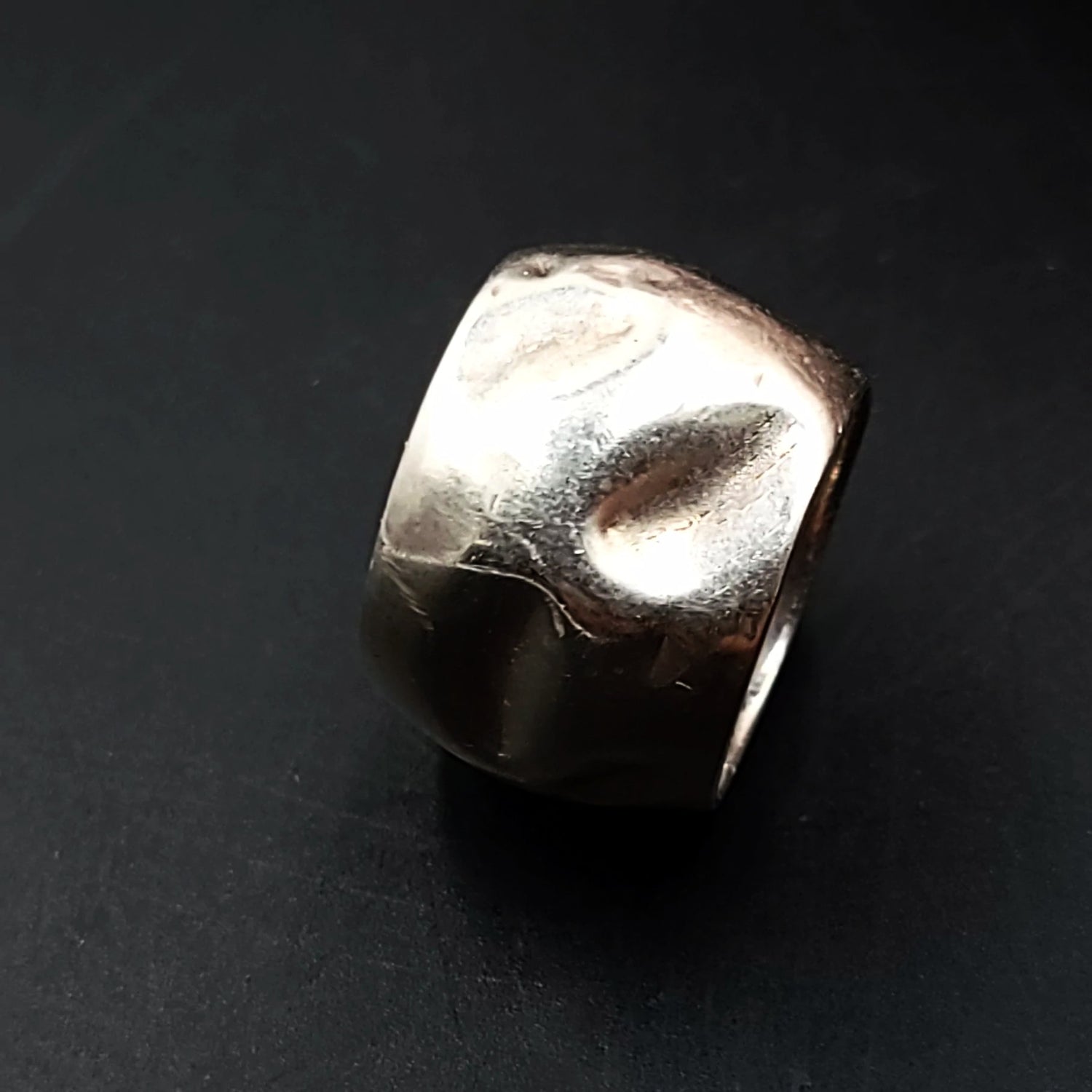 Hammered Free Form Ring Sterling Silver Thick Band - Elevated Metaphysical