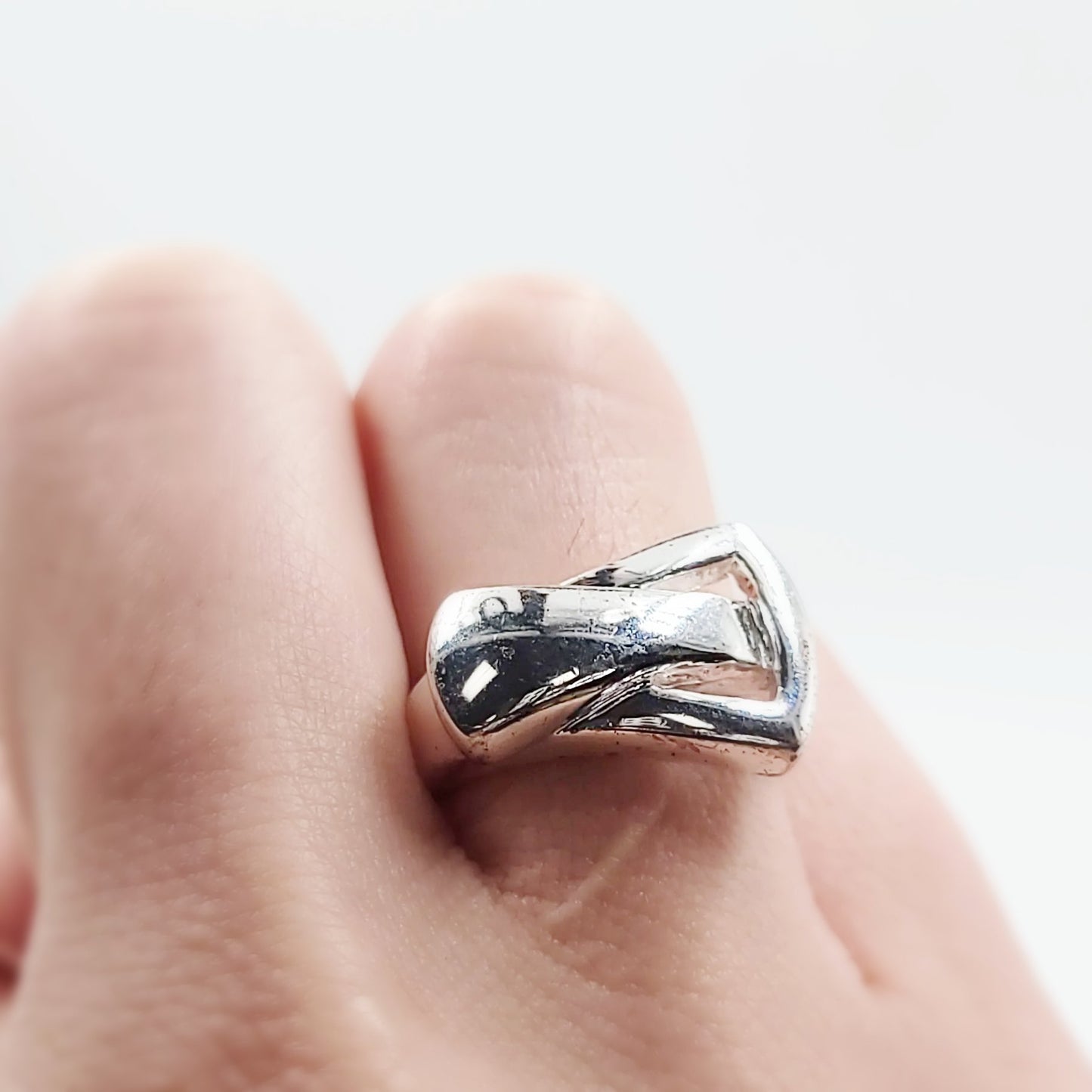 Buckle Free Form Ring Sterling Silver Band - Elevated Metaphysical