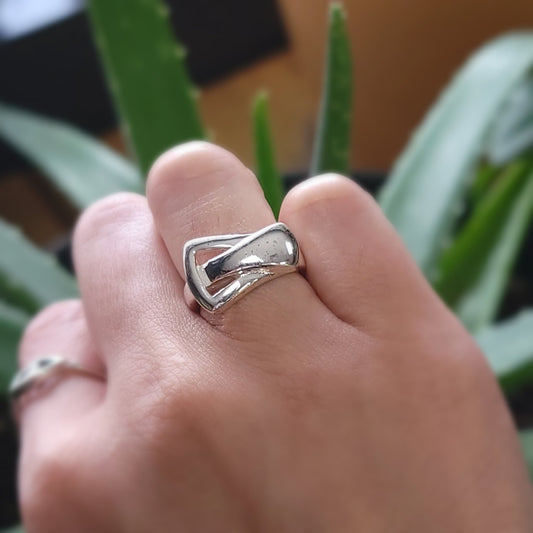 Buckle Free Form Ring Sterling Silver Band - Elevated Metaphysical