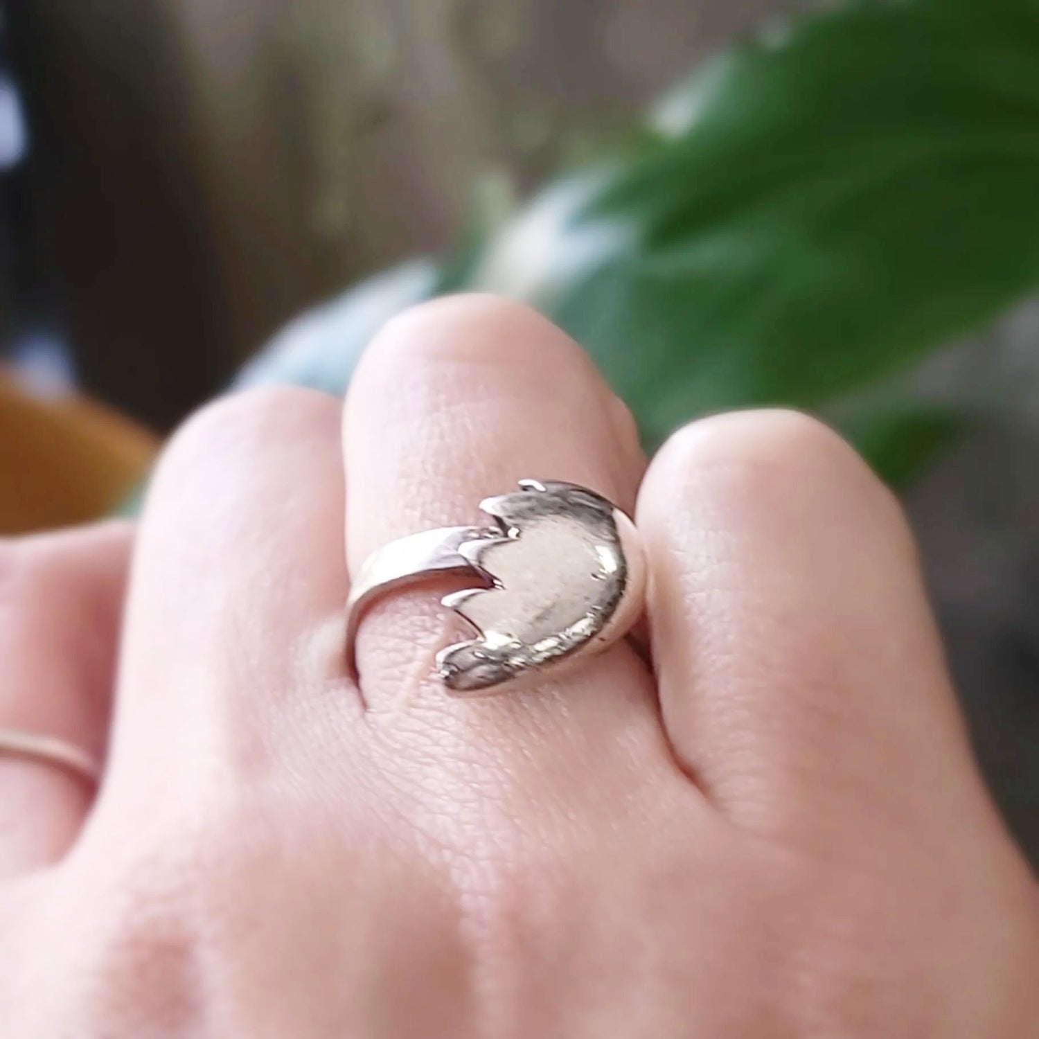 Broken Heart Half Heart Free Form Ring Sterling Silver Band - Elevated Metaphysical