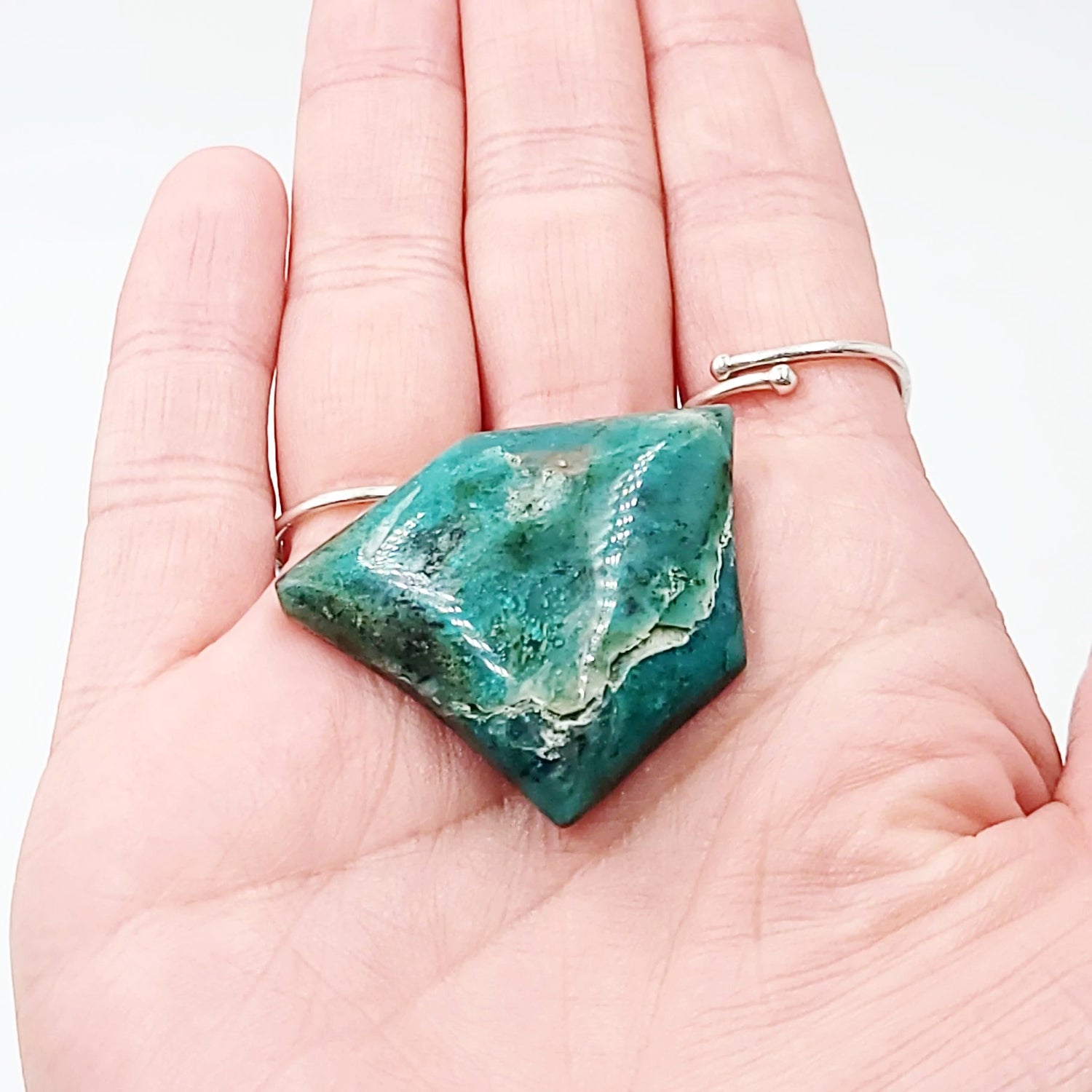 Chrysocolla Cabochon Free Form "Badge" Polished Cut Stone - Elevated Metaphysical