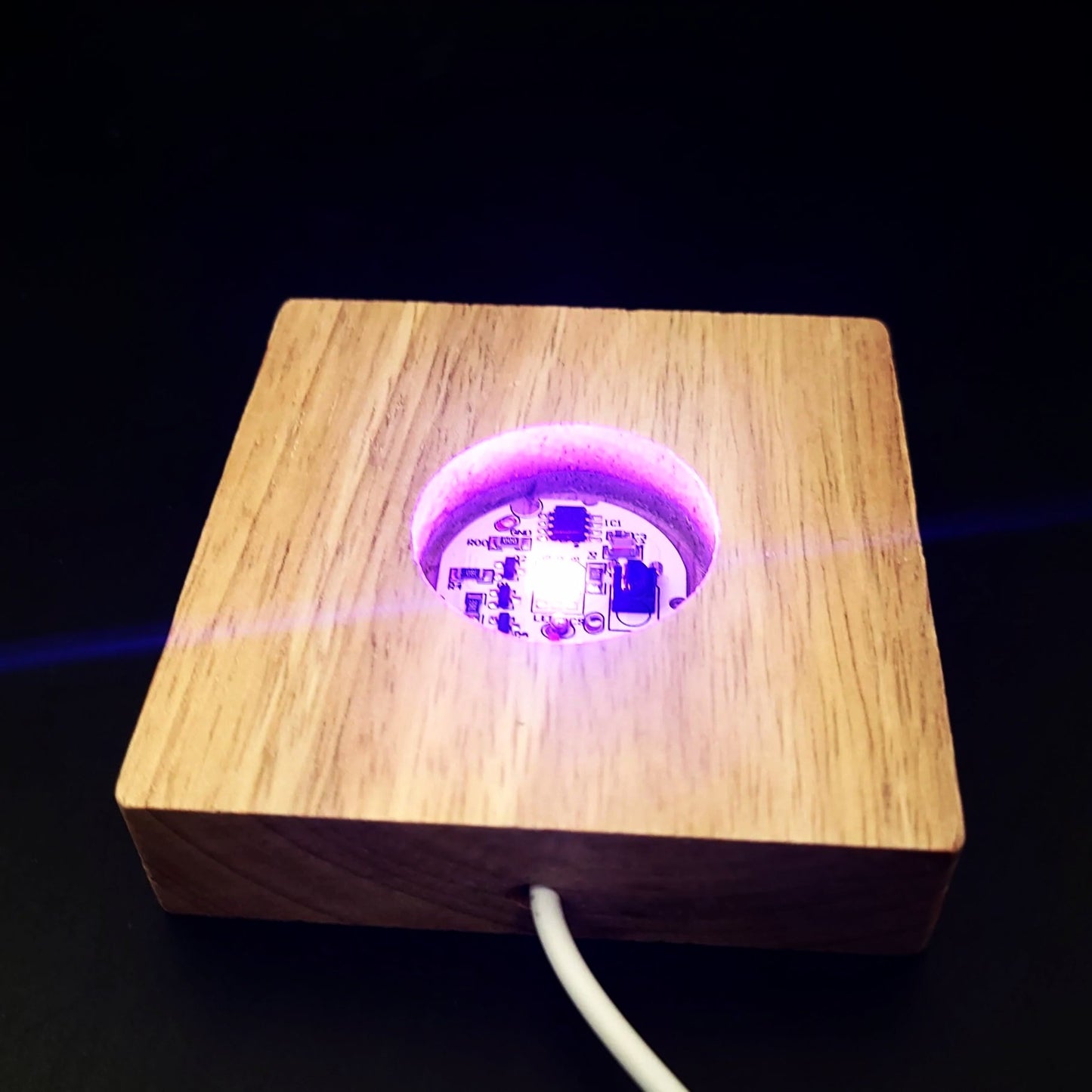LED Light Wooden Square Base w/ Remote Control - Elevated Metaphysical