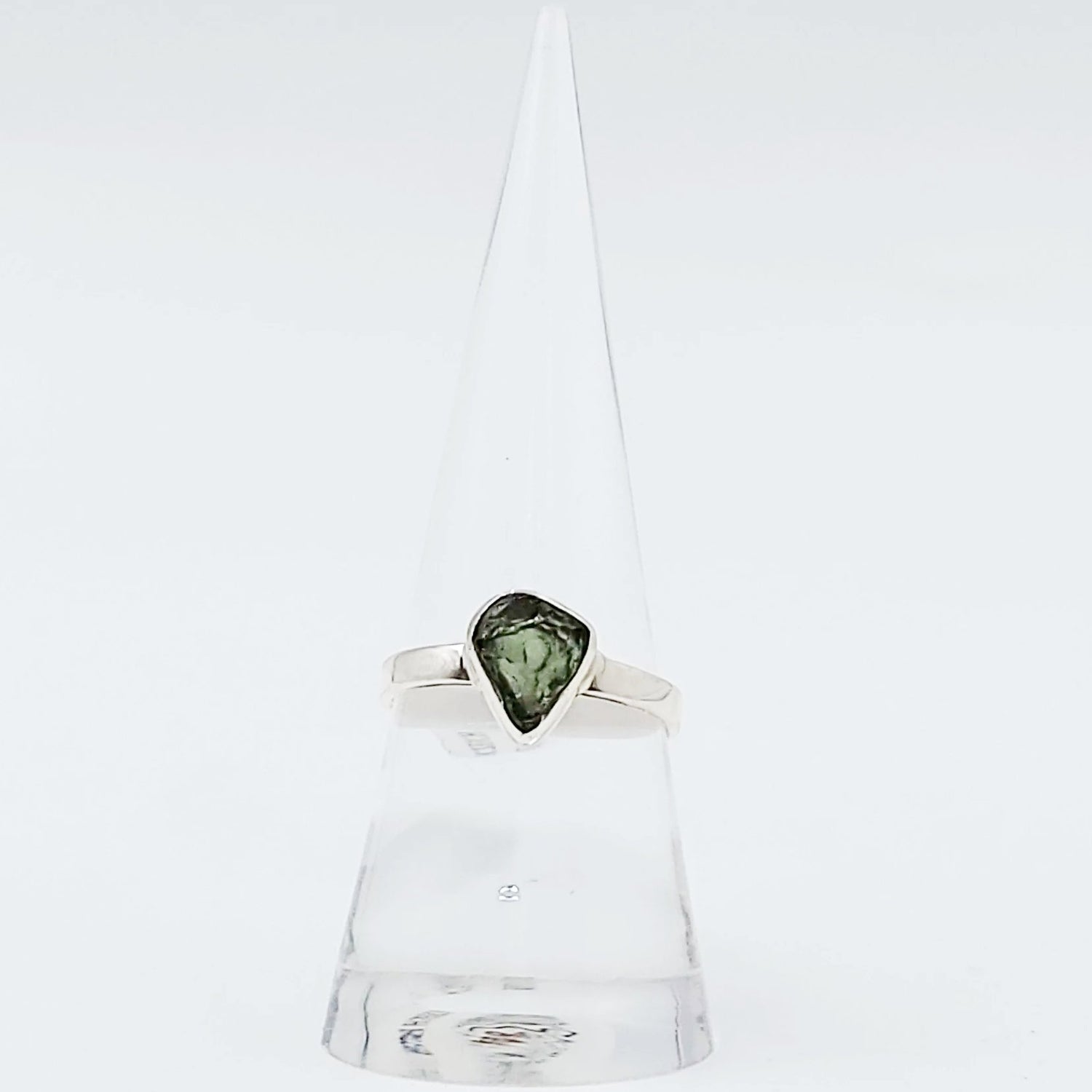Moldavite Ring Sterling Silver Band Rough Natural - Elevated Metaphysical