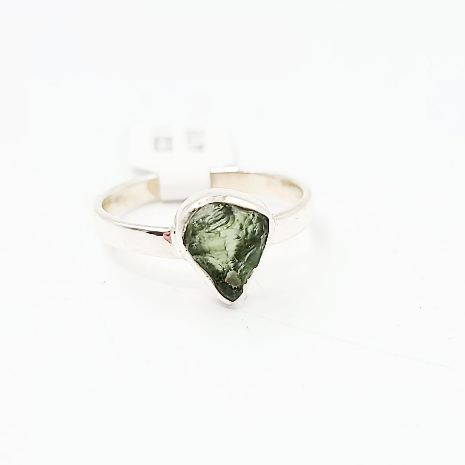 Moldavite Ring Sterling Silver Band Rough Natural - Elevated Metaphysical