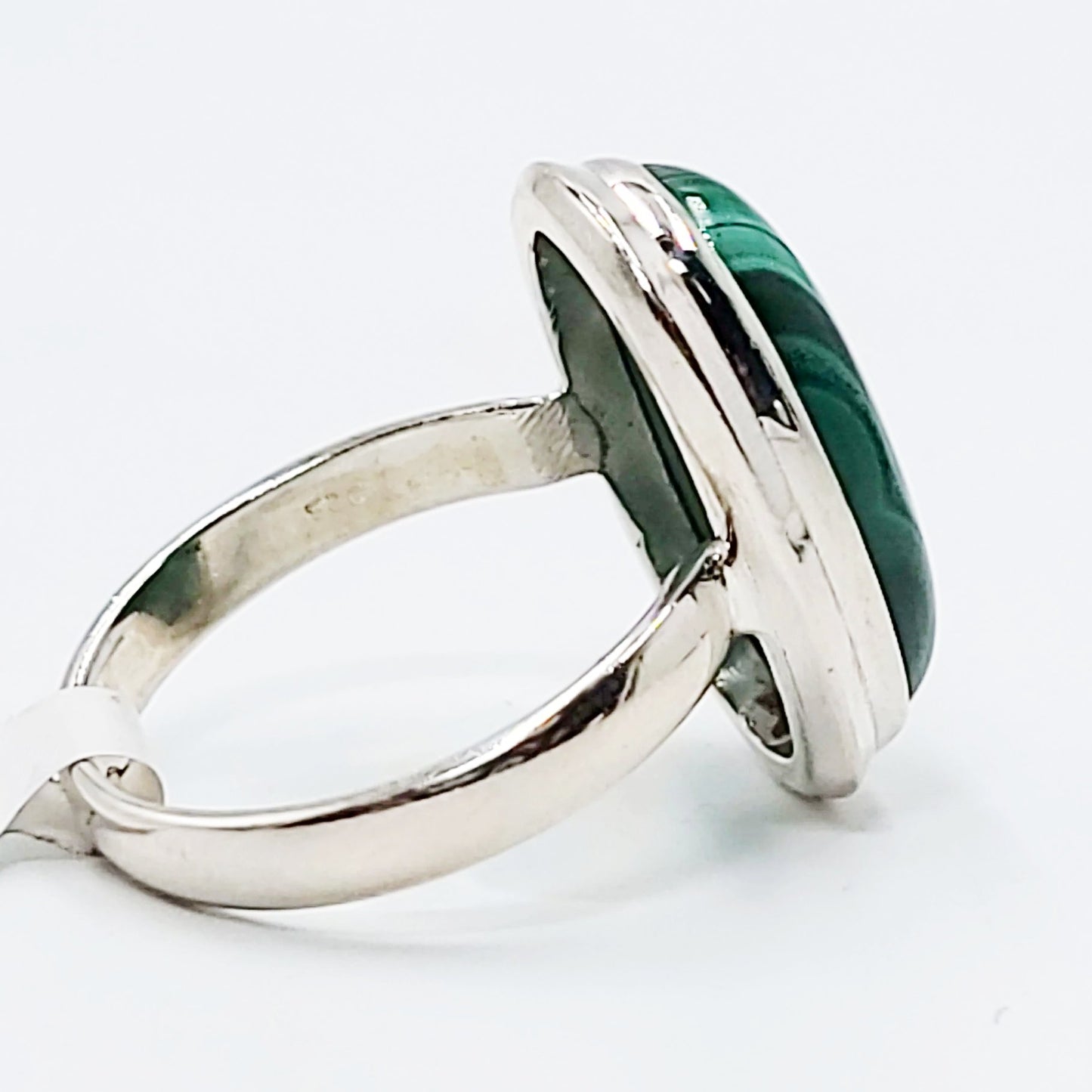 Malachite Ring Sterling Silver Band Oval