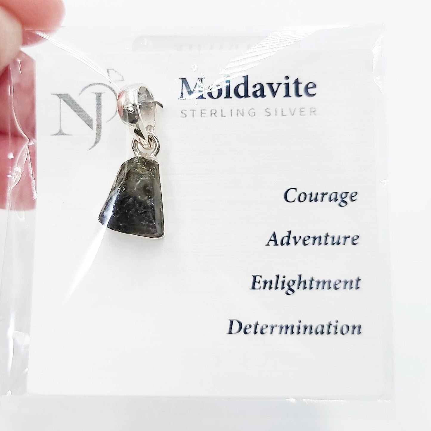 Moldavite Pendant Sterling Silver Rough Free Form - Elevated Metaphysical