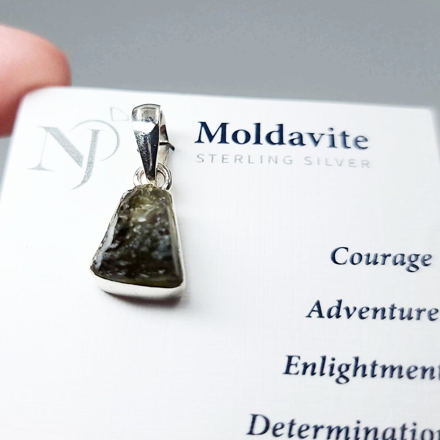 Moldavite Pendant Sterling Silver Rough Free Form - Elevated Metaphysical