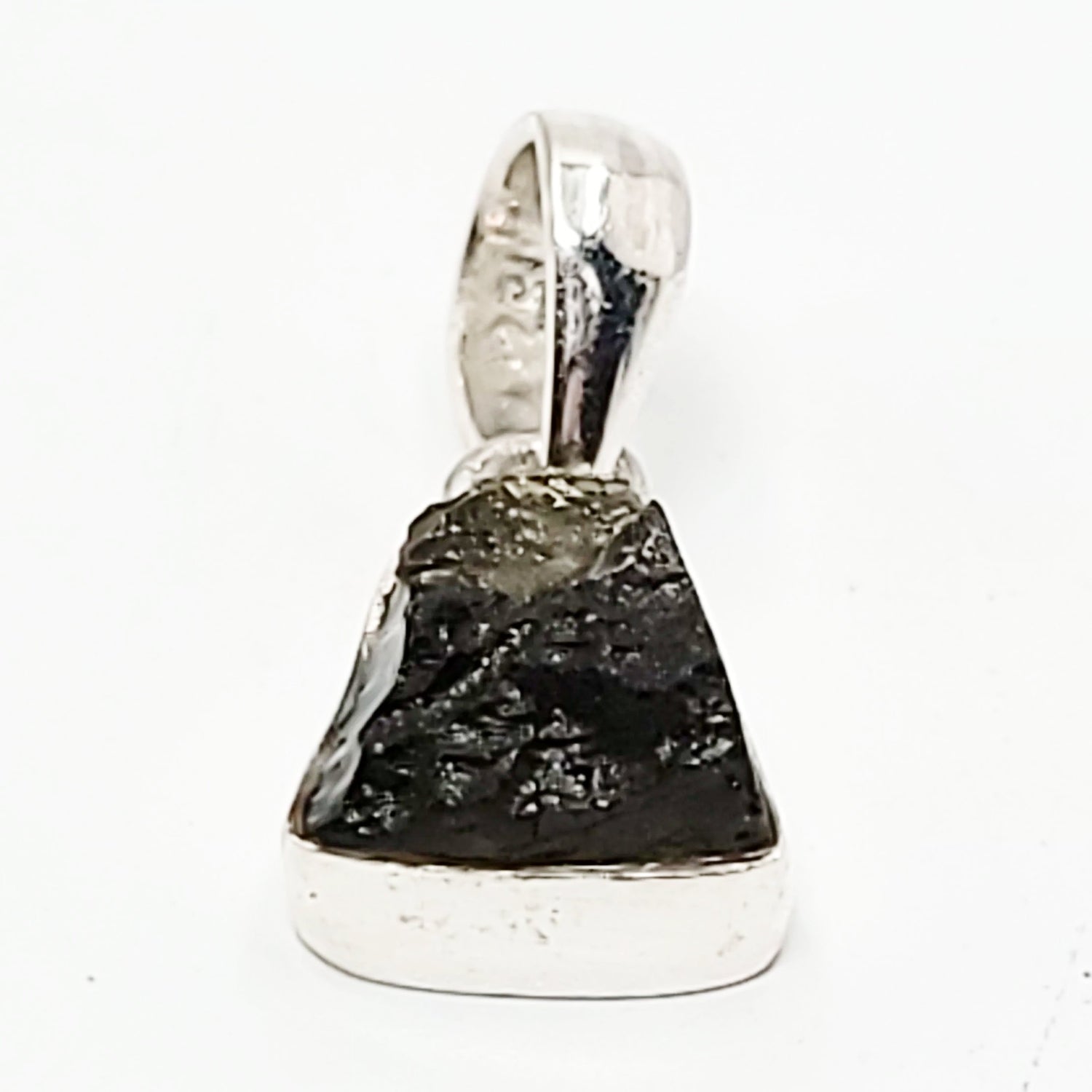 Moldavite Pendant Sterling Silver Rough Free Form - Elevated Metaphysical
