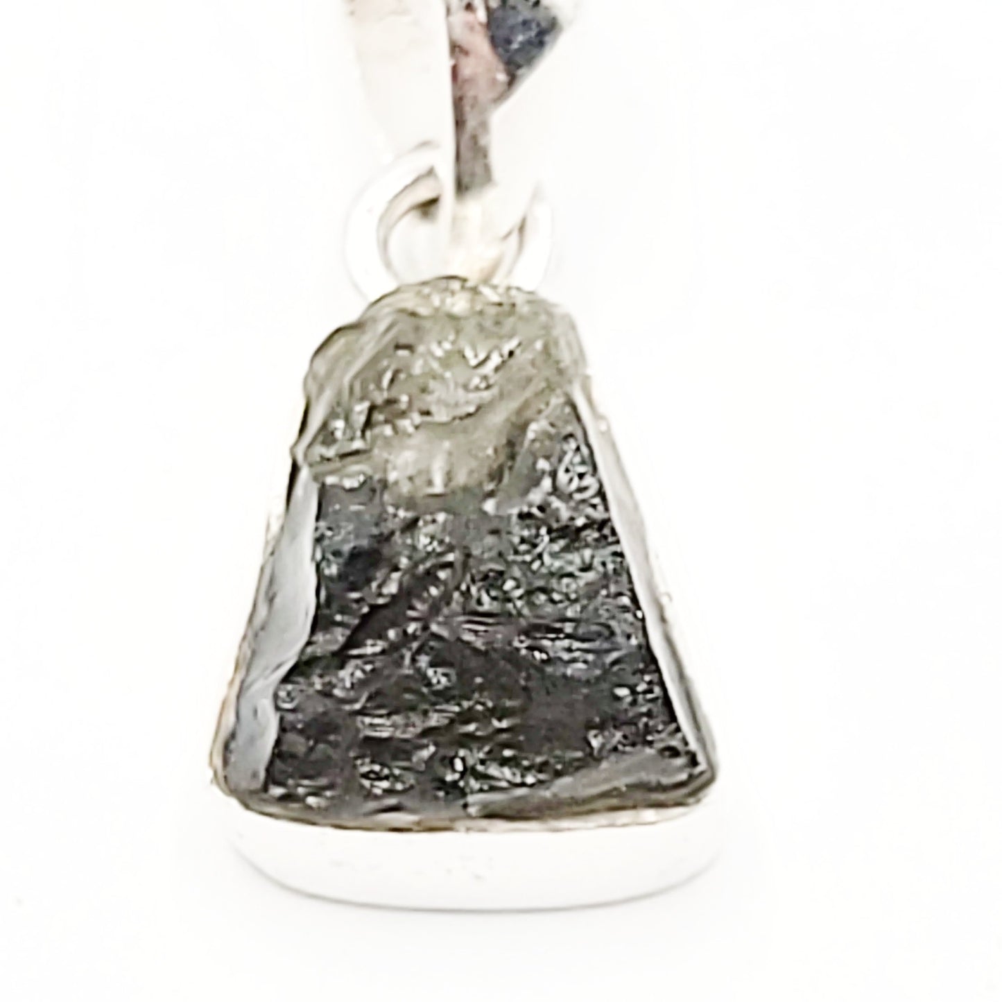 Moldavite Pendant Sterling Silver Rough Free Form - Elevated Metaphysical