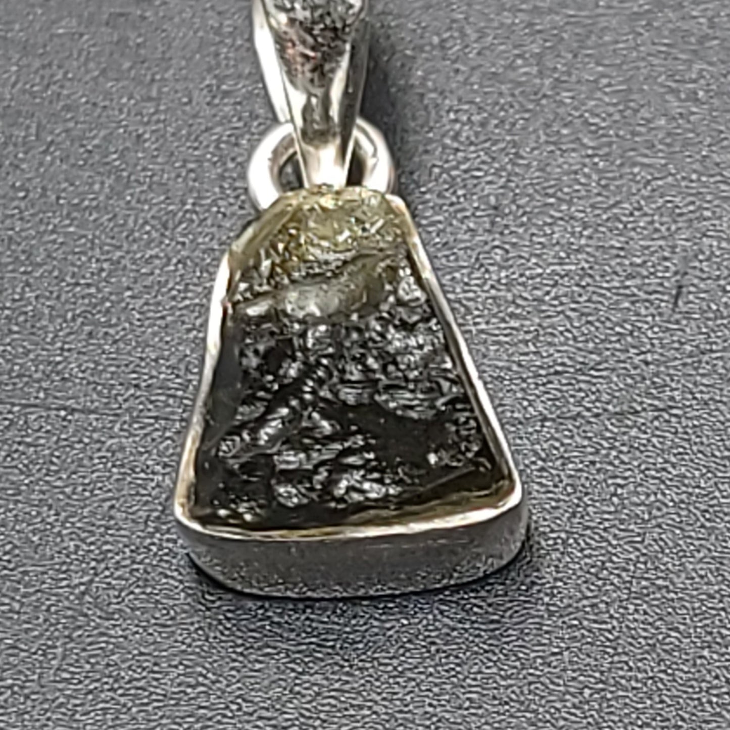 Moldavite Pendant Sterling Silver Rough Free Form - Elevated Metaphysical