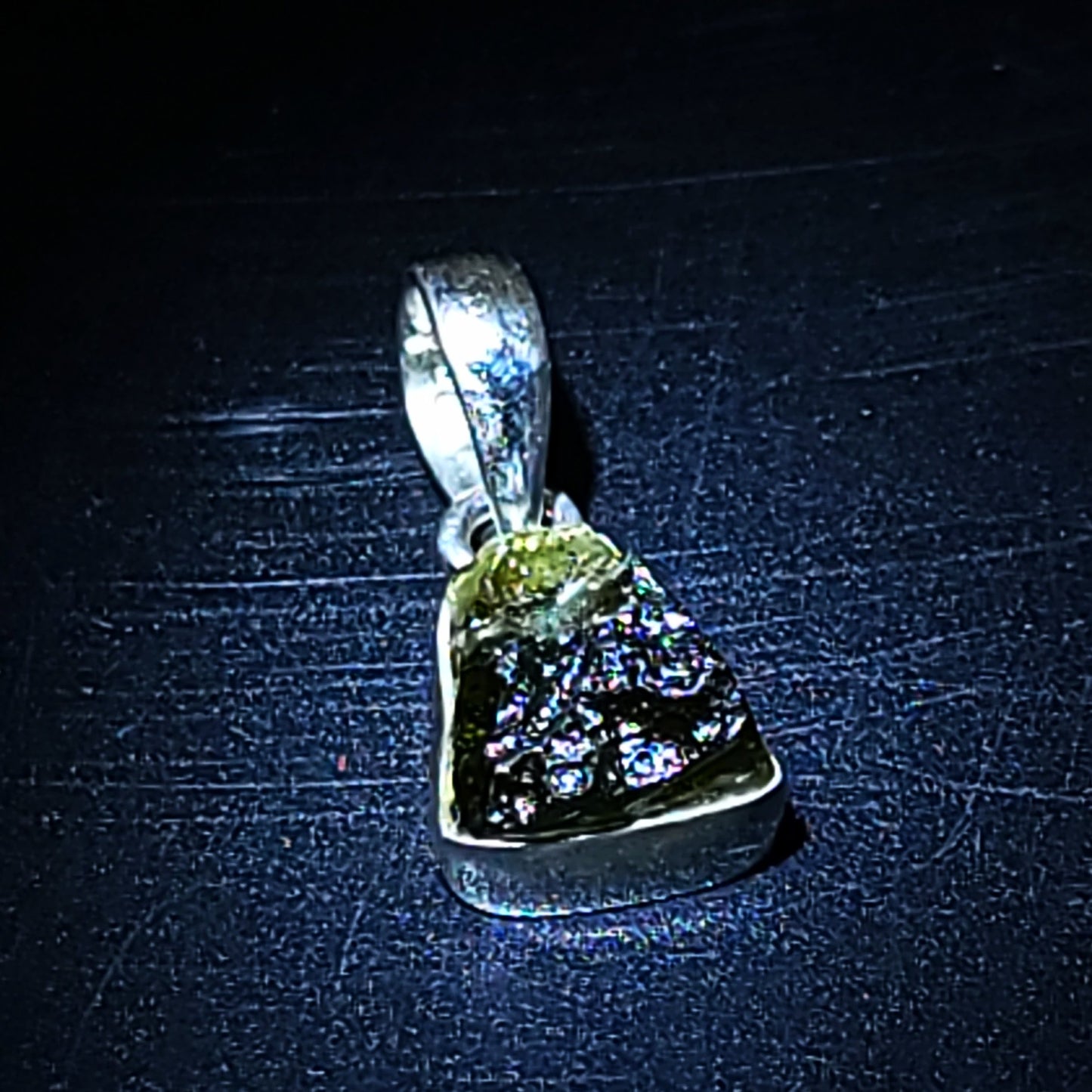 Moldavite Pendant Sterling Silver Rough Free Form - Elevated Metaphysical