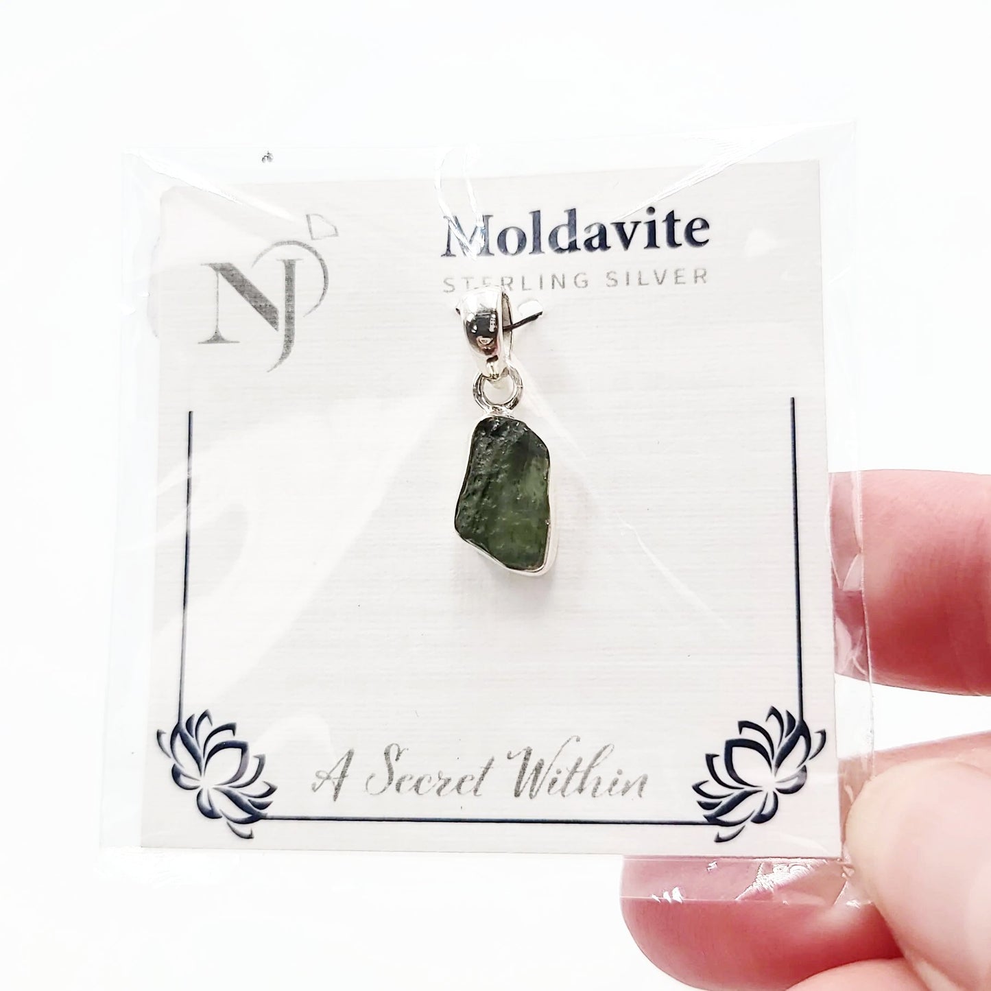 Moldavite Pendant Sterling Silver Rough Free Form - Elevated Metaphysical