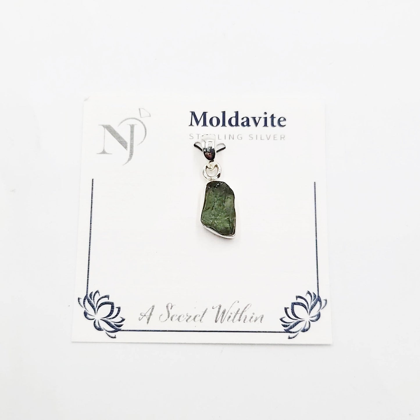 Moldavite Pendant Sterling Silver Rough Free Form - Elevated Metaphysical