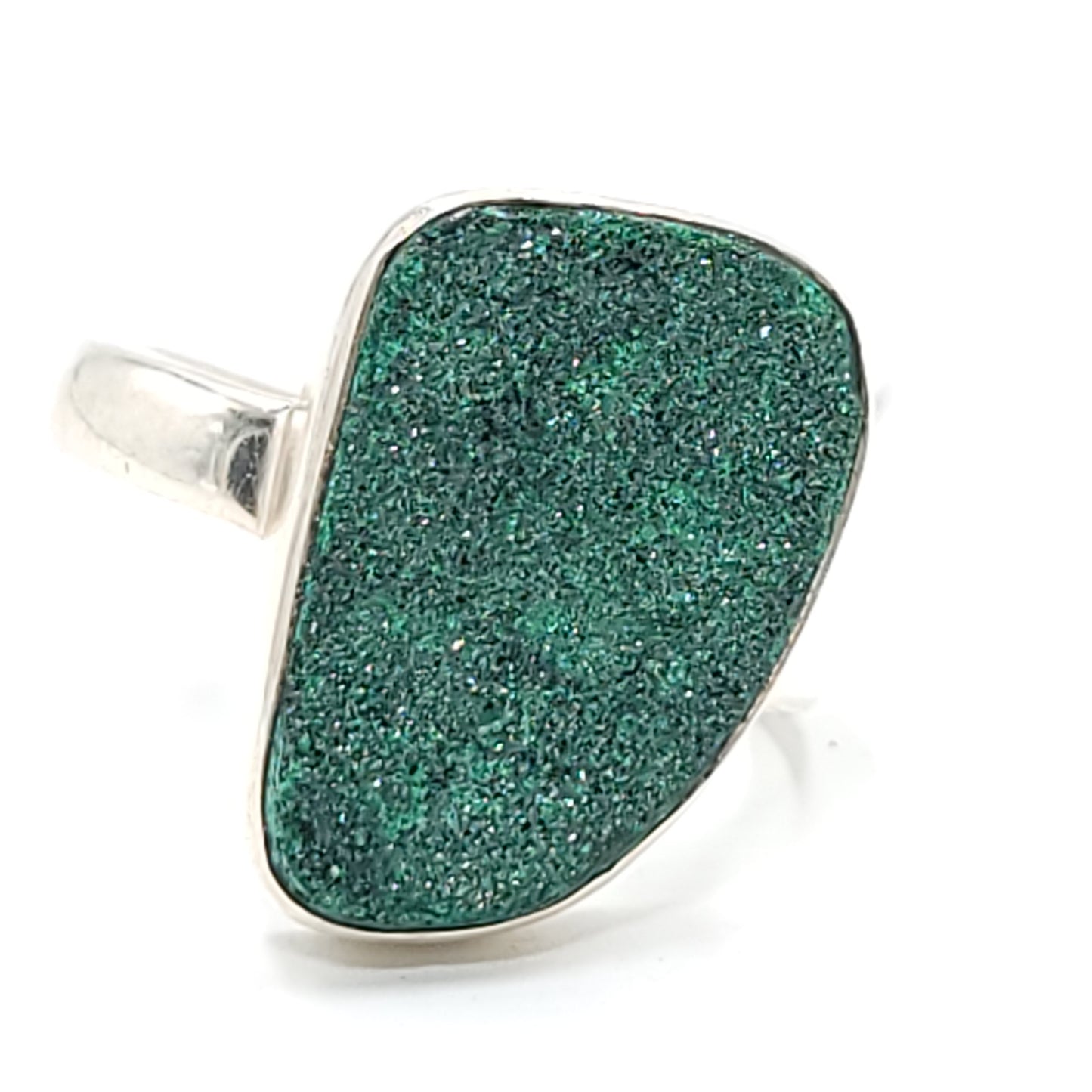 Malachite Ring Sterling Silver Druzy Rough Stone Free Form - Elevated Metaphysical