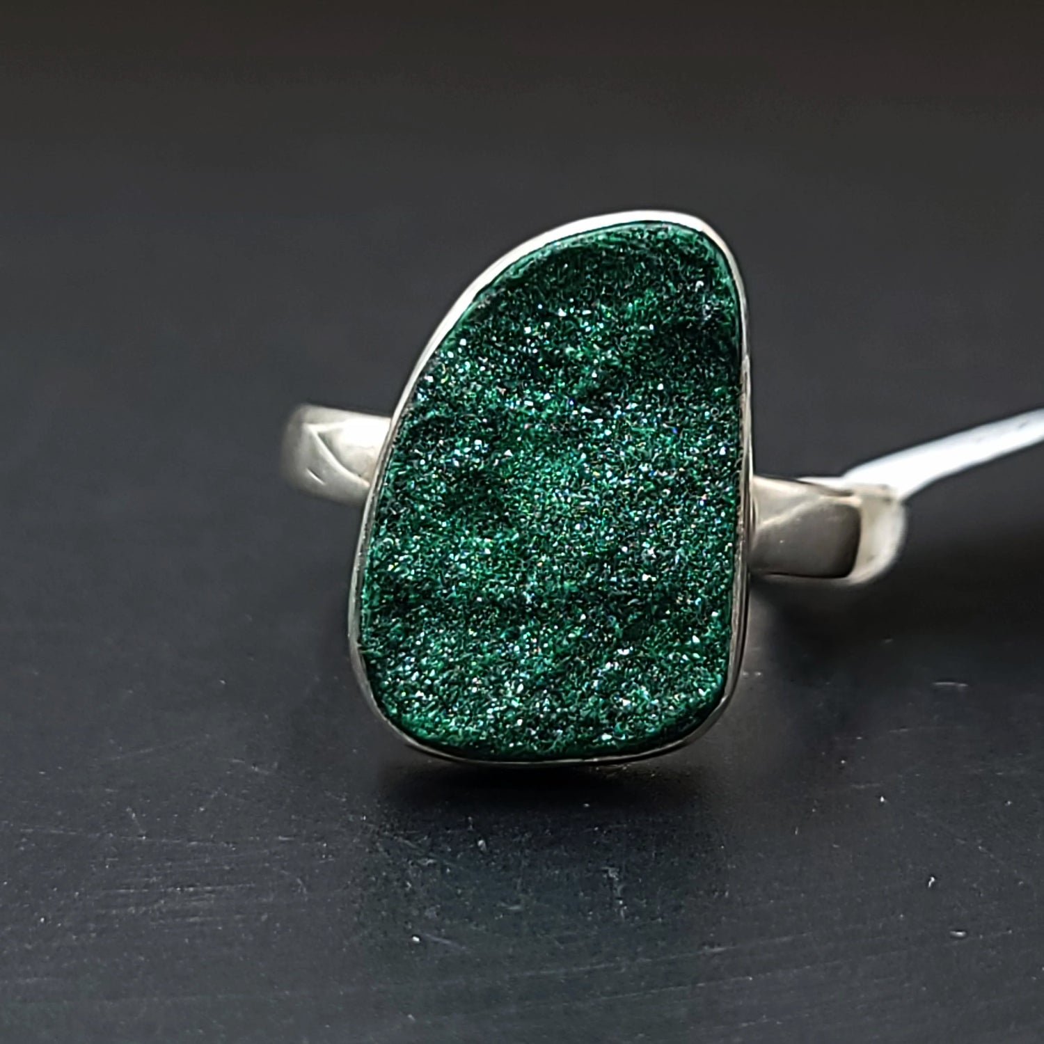 Malachite Ring Sterling Silver Druzy Rough Stone Free Form - Elevated Metaphysical