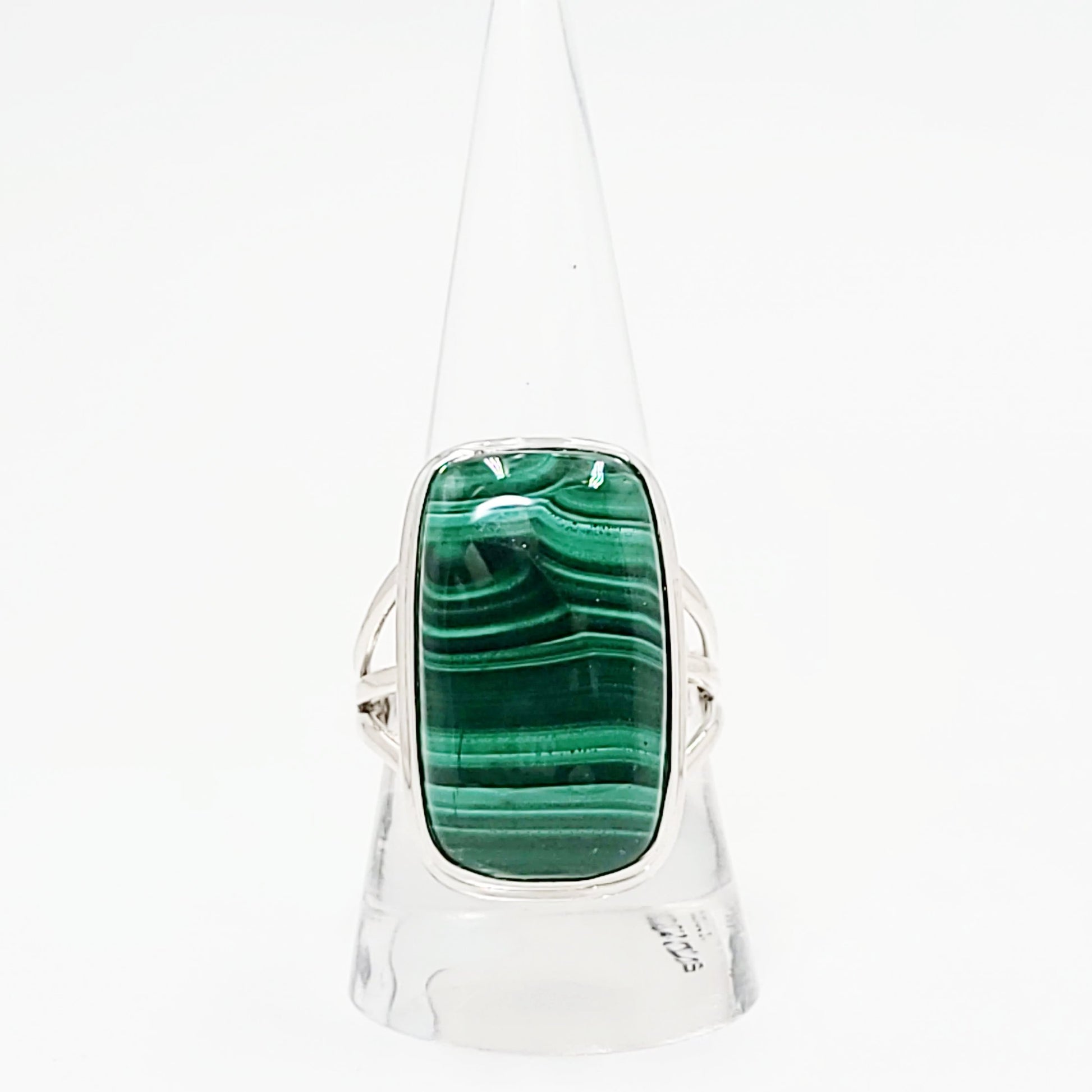 Malachite Ring Sterling Silver Band Rectangular - Elevated Metaphysical