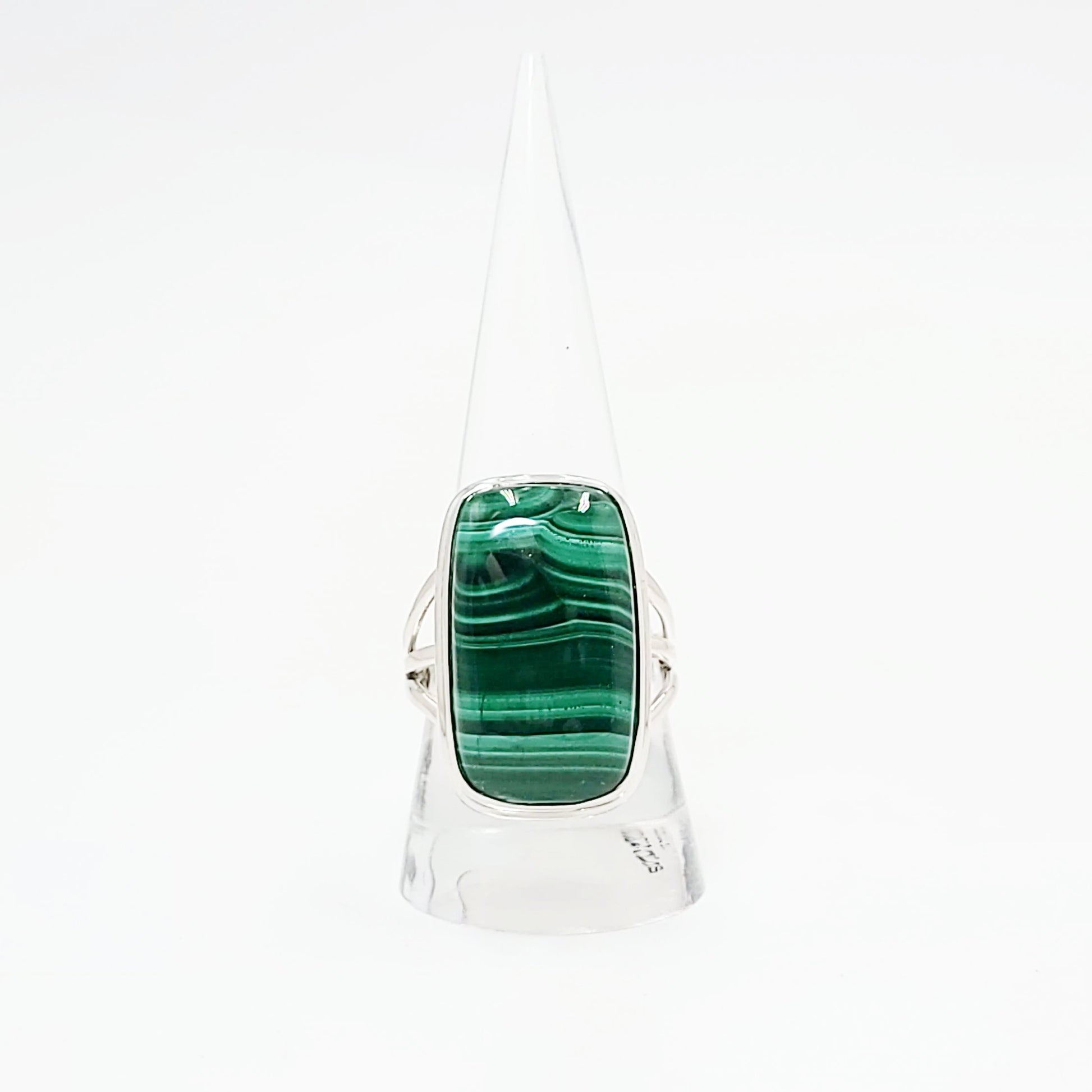Malachite Ring Sterling Silver Band Rectangular - Elevated Metaphysical